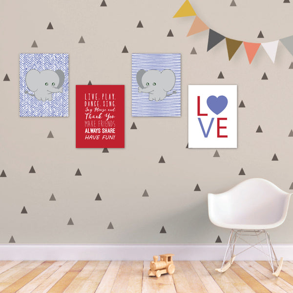 Print or Canvas, Cute Baby Elephant Set of 4, Personalize it!