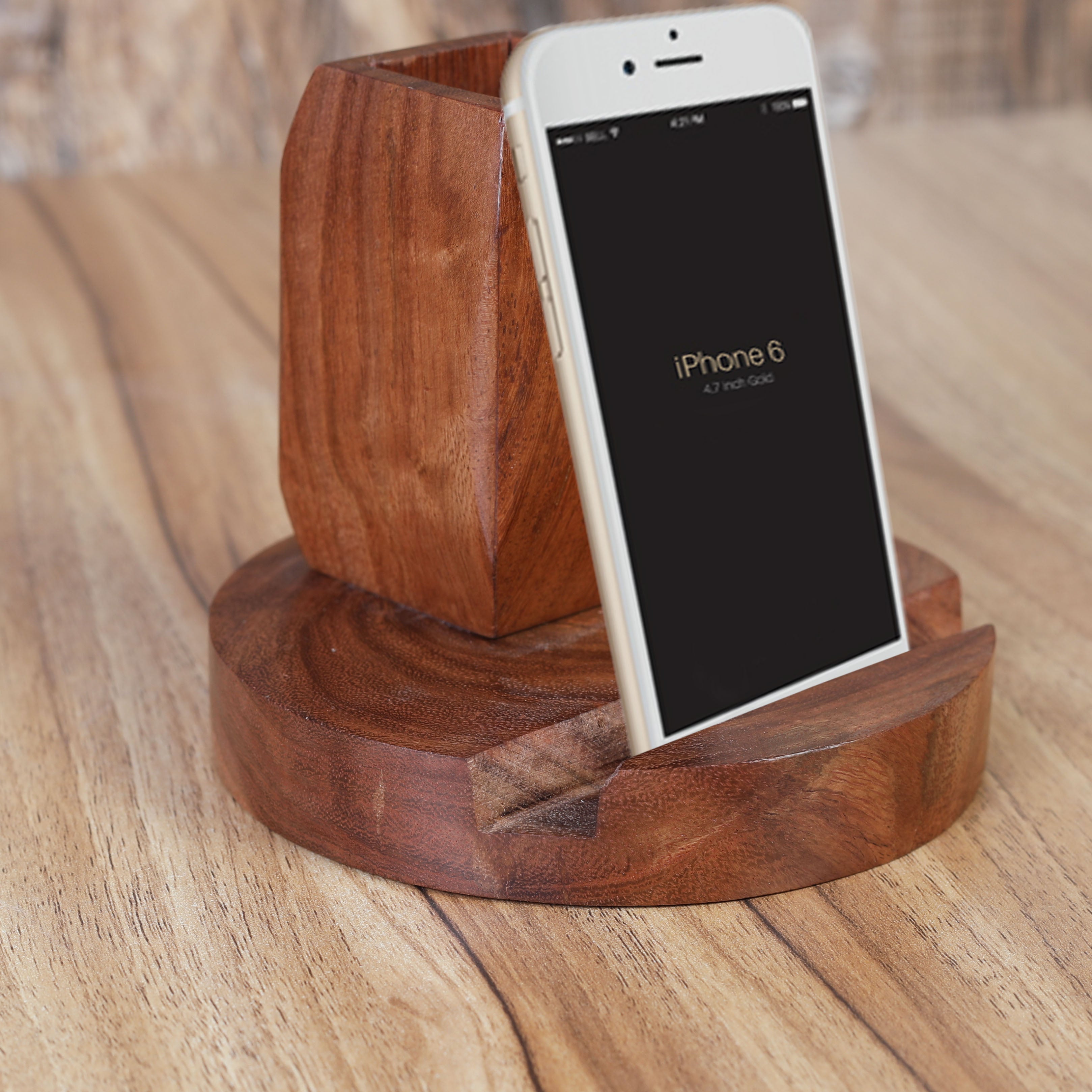 Rusticity Wooden Pen Stand Mobile Stand Wooden Destop Orgnizers Pe Rusticity