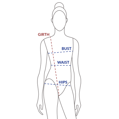 Zarely leotards and tops size guide, size chart, how to take your measurements