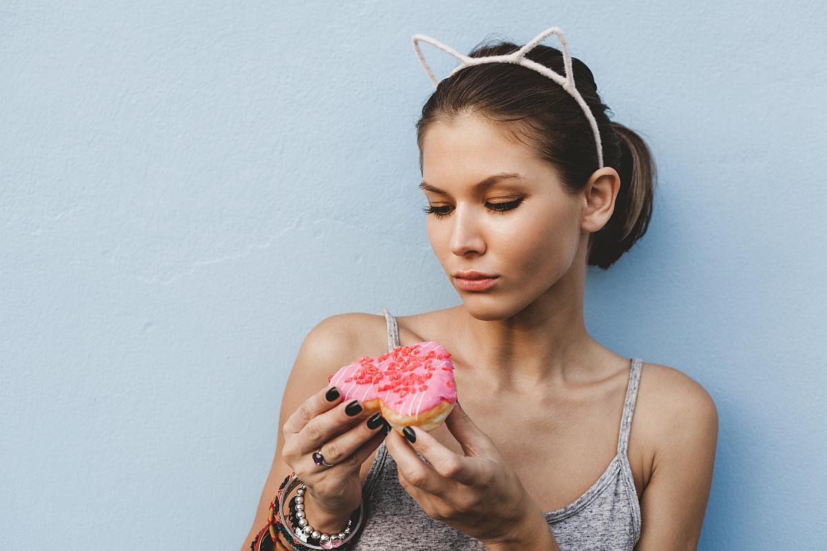 dancer looking at donut