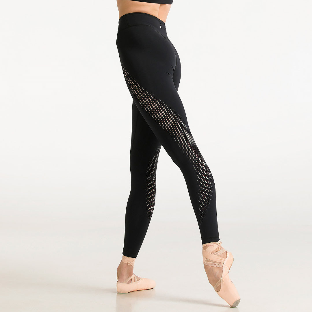 Famme Laser Cut High Waisted Leggings Black