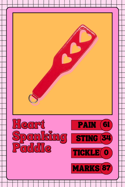 red pvc spanking paddle heart cutouts bdsm impact play