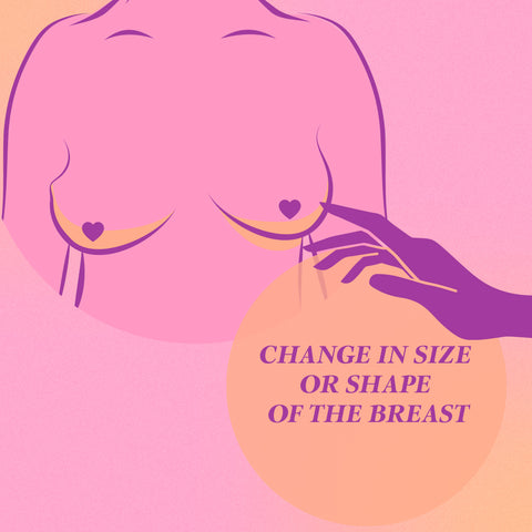 breast cancer signs, change in shape or feel to your breast