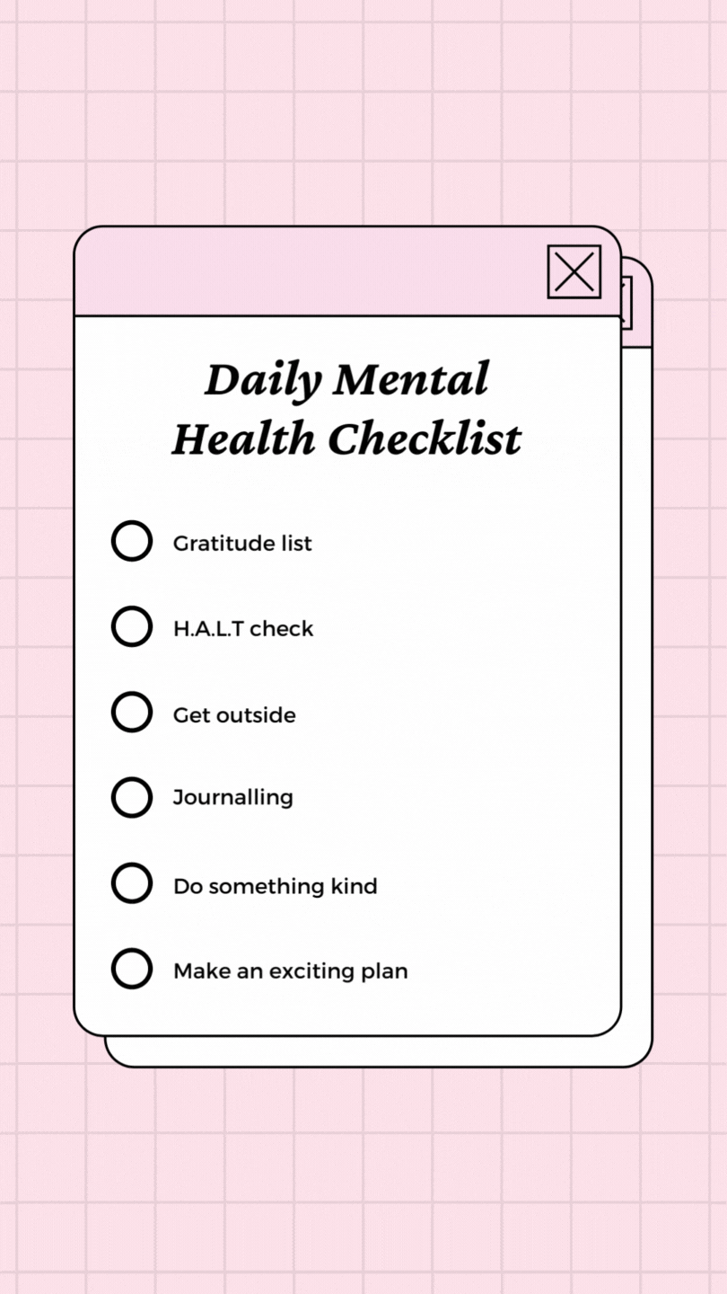 Mental Health Tips Checklist
