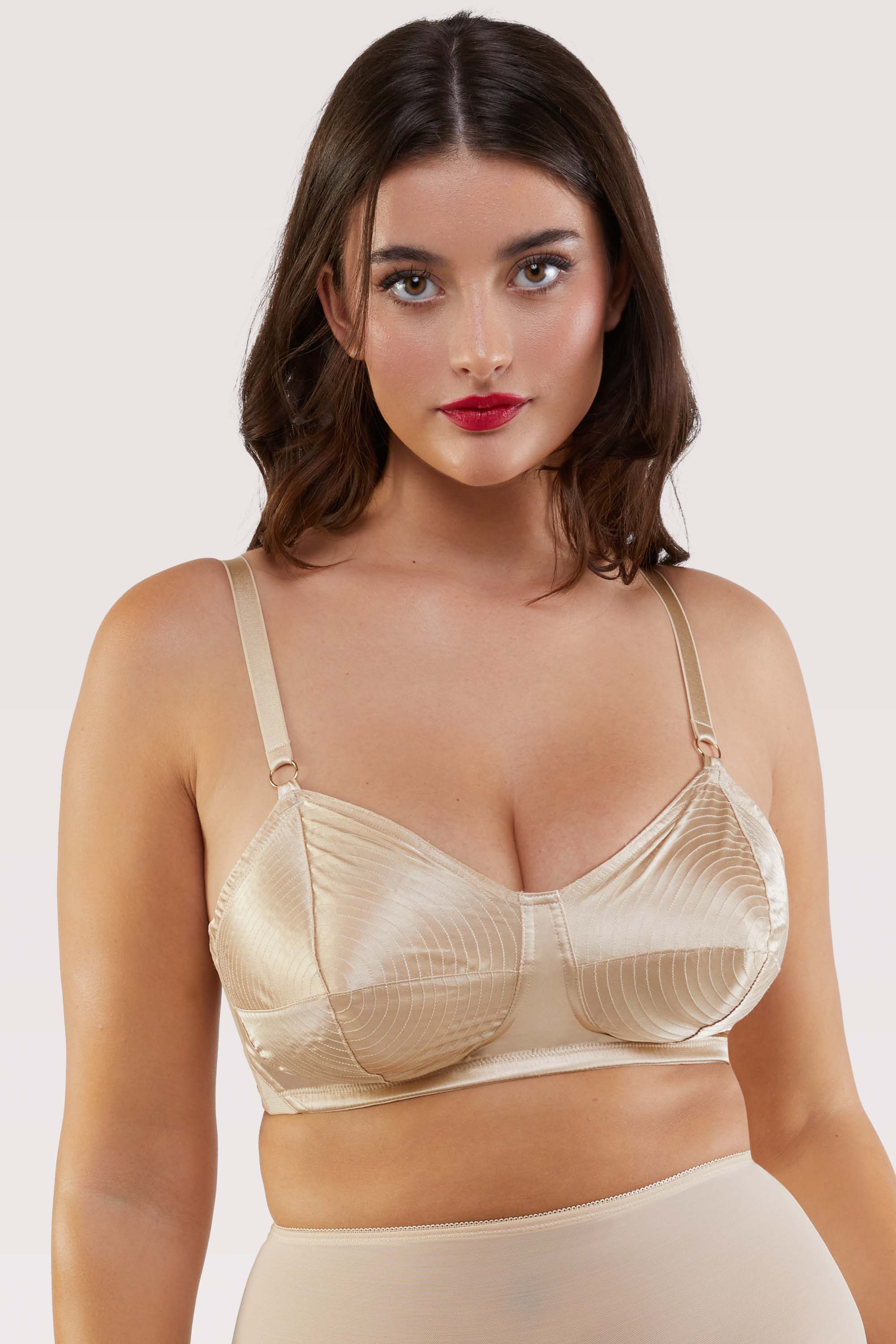 Champagne Spiral Stitch Bullet Bra 32E