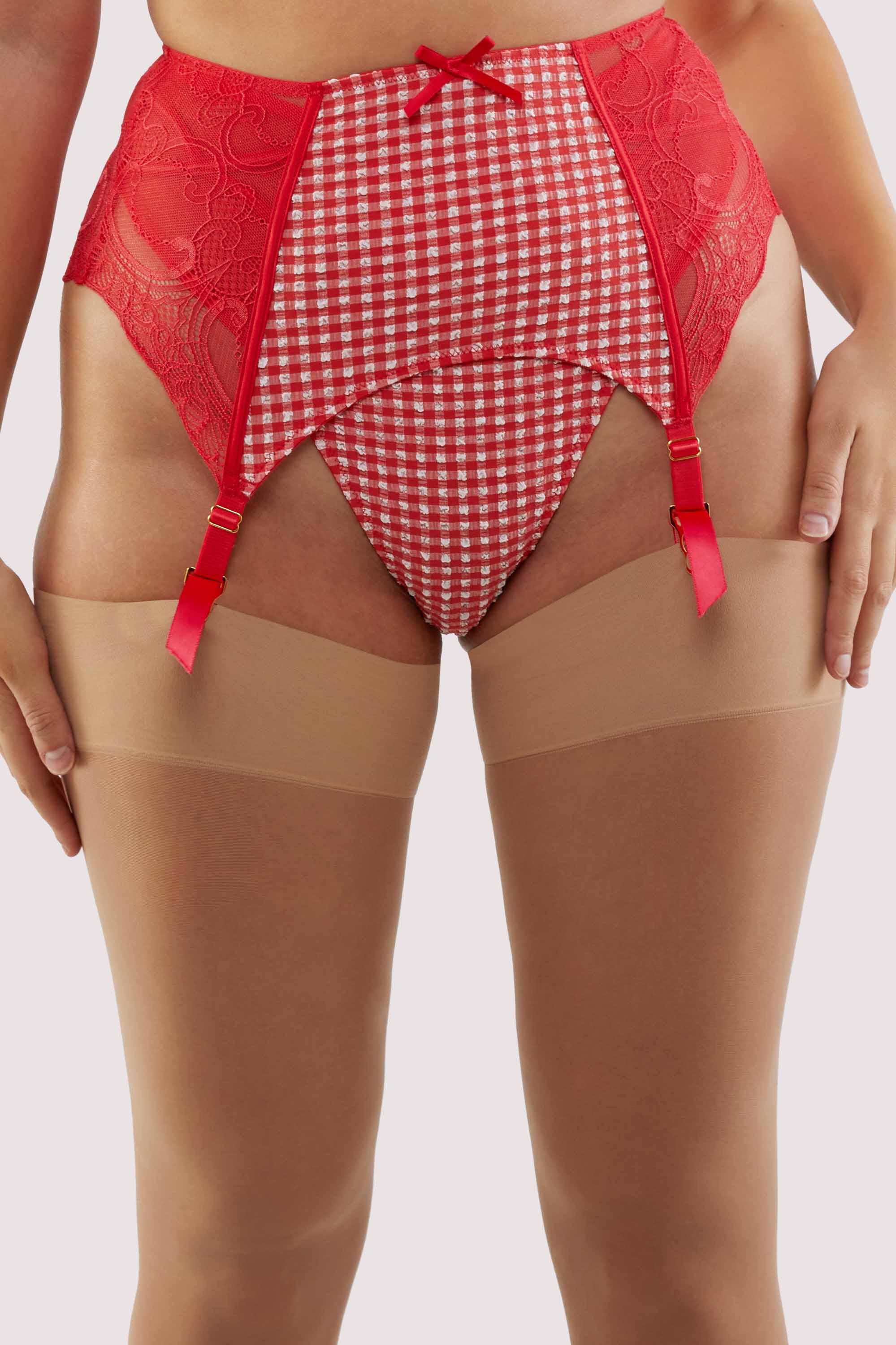 Adelaide Western Gingham And Lace Suspender Belt 10