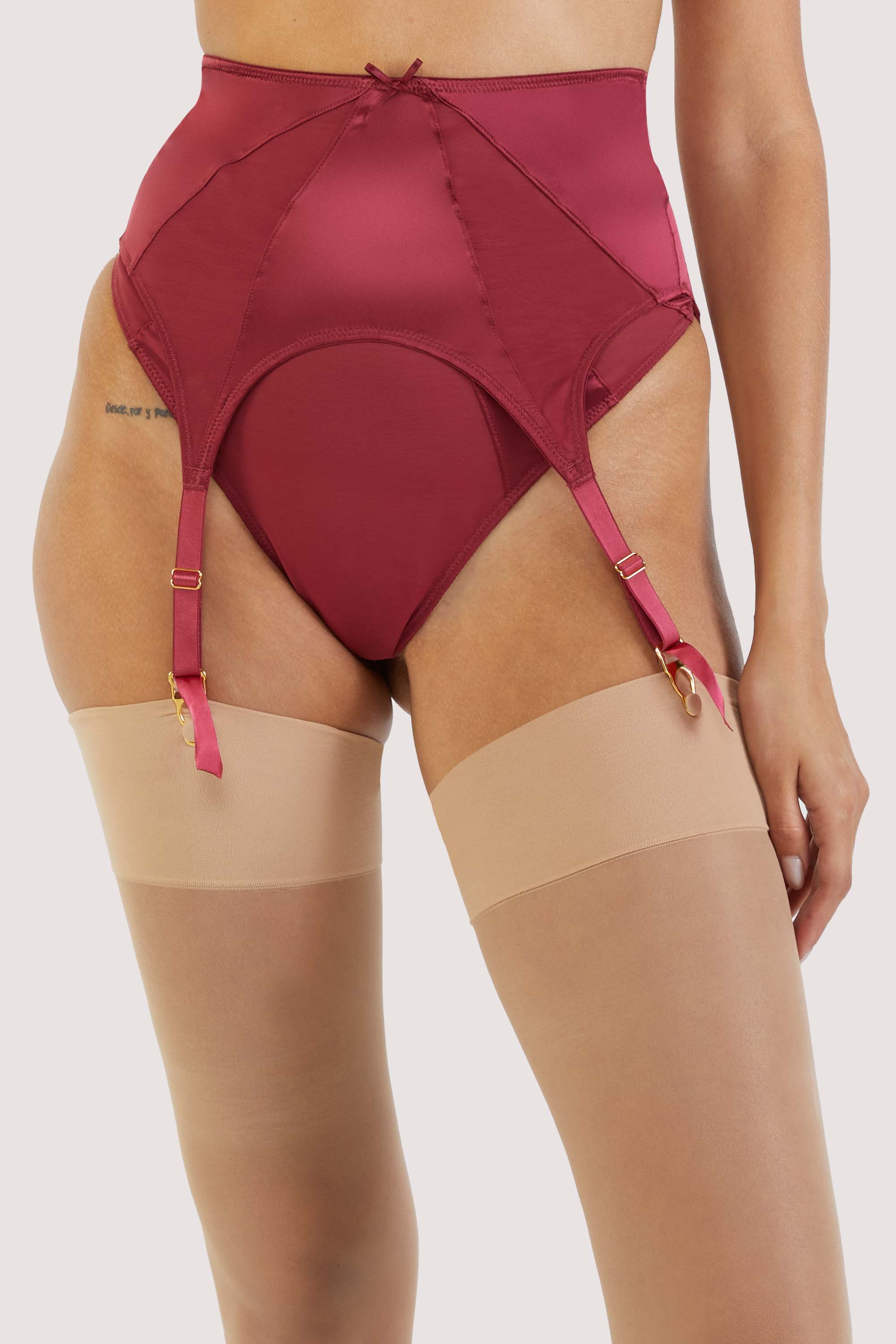 Etta Red Mesh And Satin Suspender Belt 10