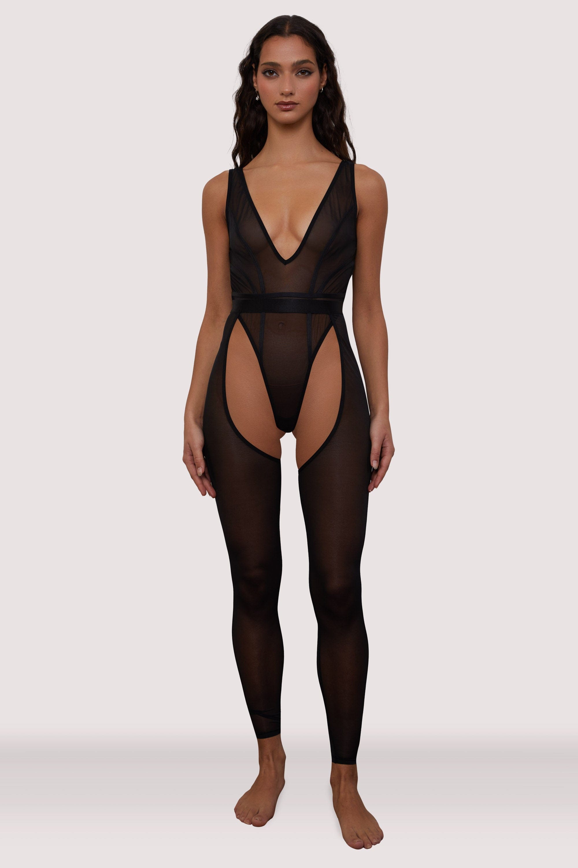 Gigi Black Mesh Festival Catsuit 16