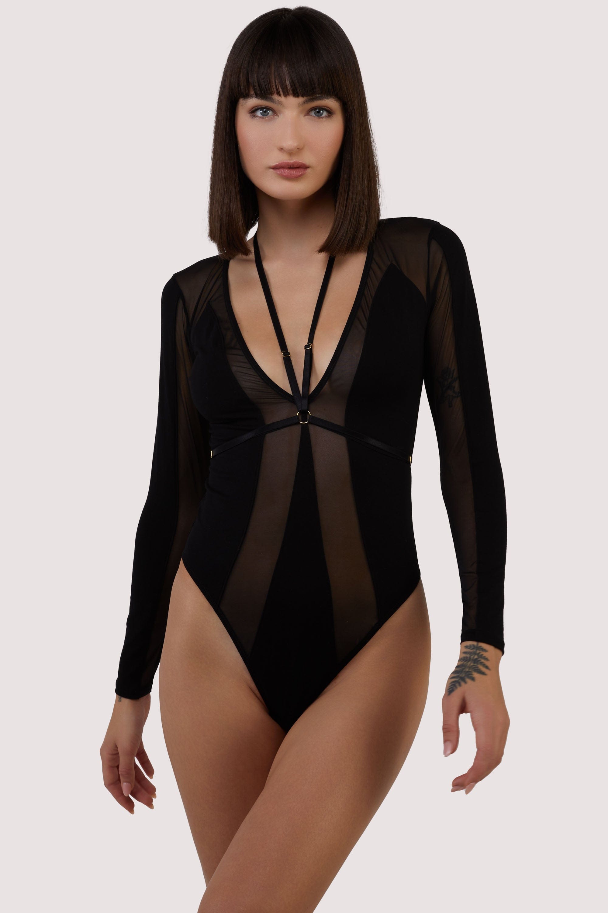Morgan Black Panelled Mesh and Micro Plunge Body 16