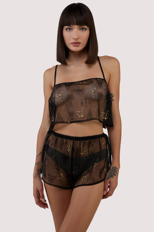 WOLF AND WHISTLE Wolf & Whistle Fuller Bust Sheer Embroidered Lace Bra With  Underboob In Black for Women