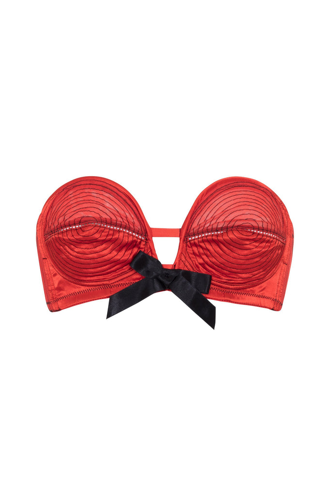Bettie Page Red/Black Overwire Bra - Playful Promises