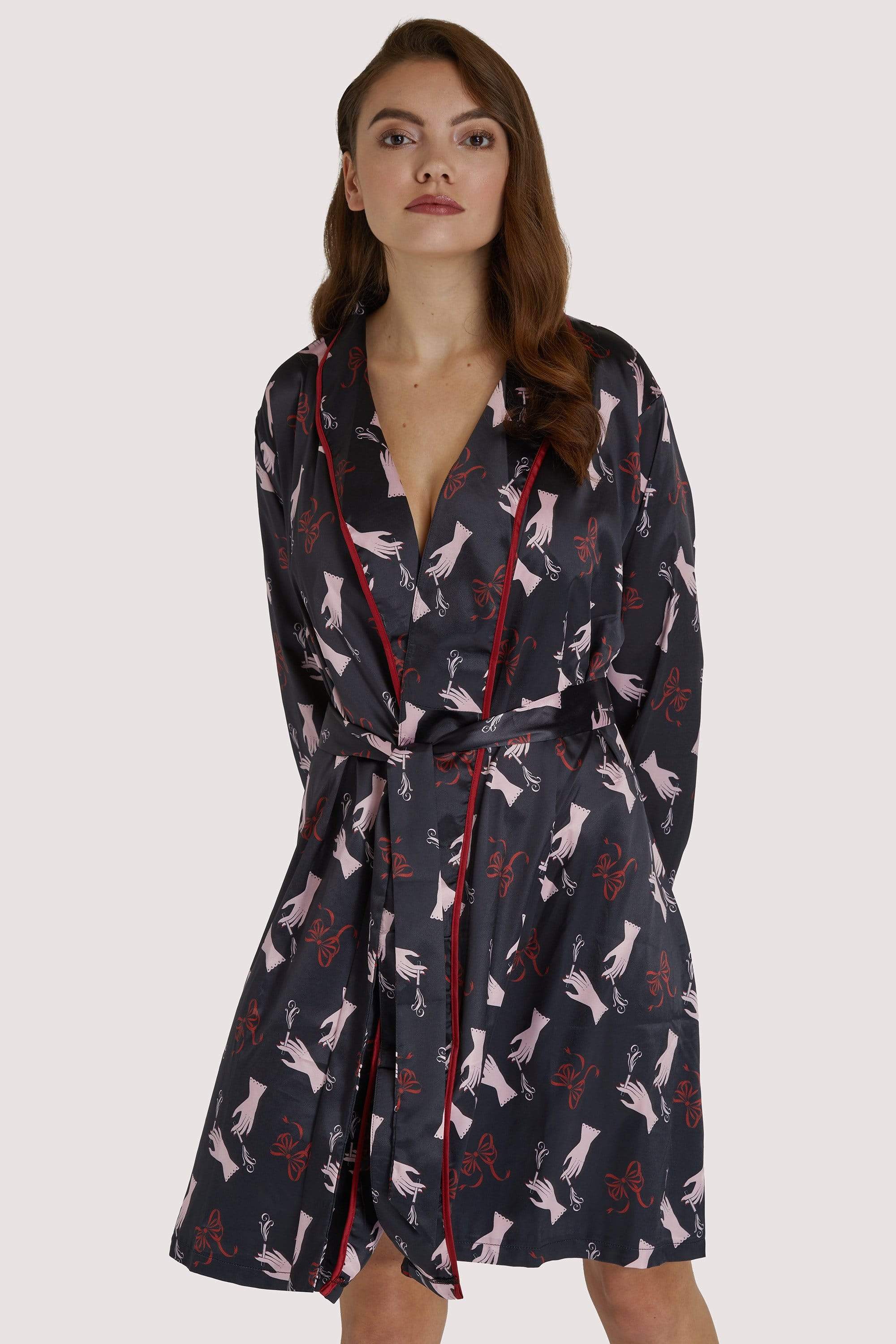 Blaze Smoking Printed Robe with Red Piping