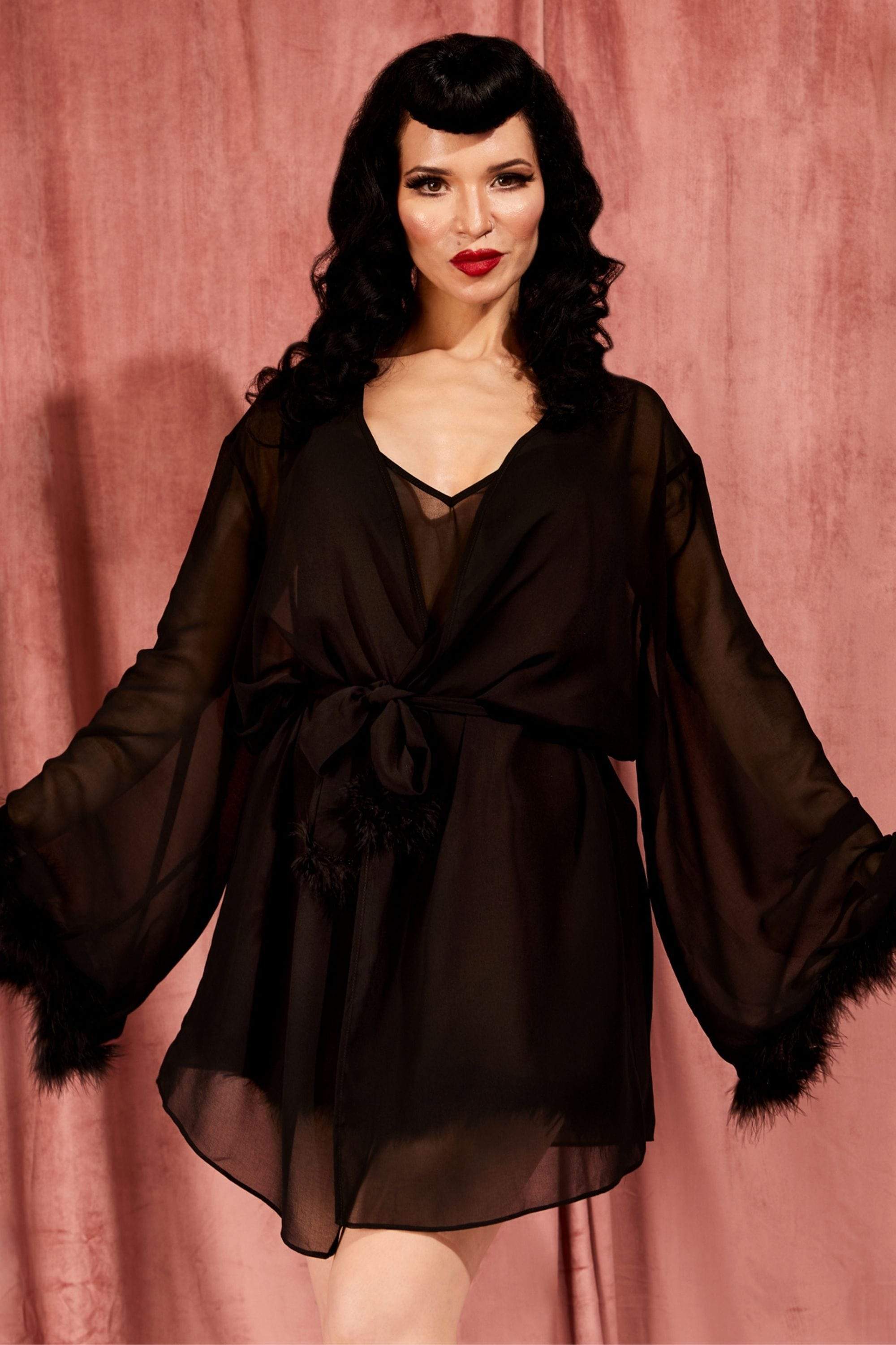 Black Feather Robe UK16 / US12