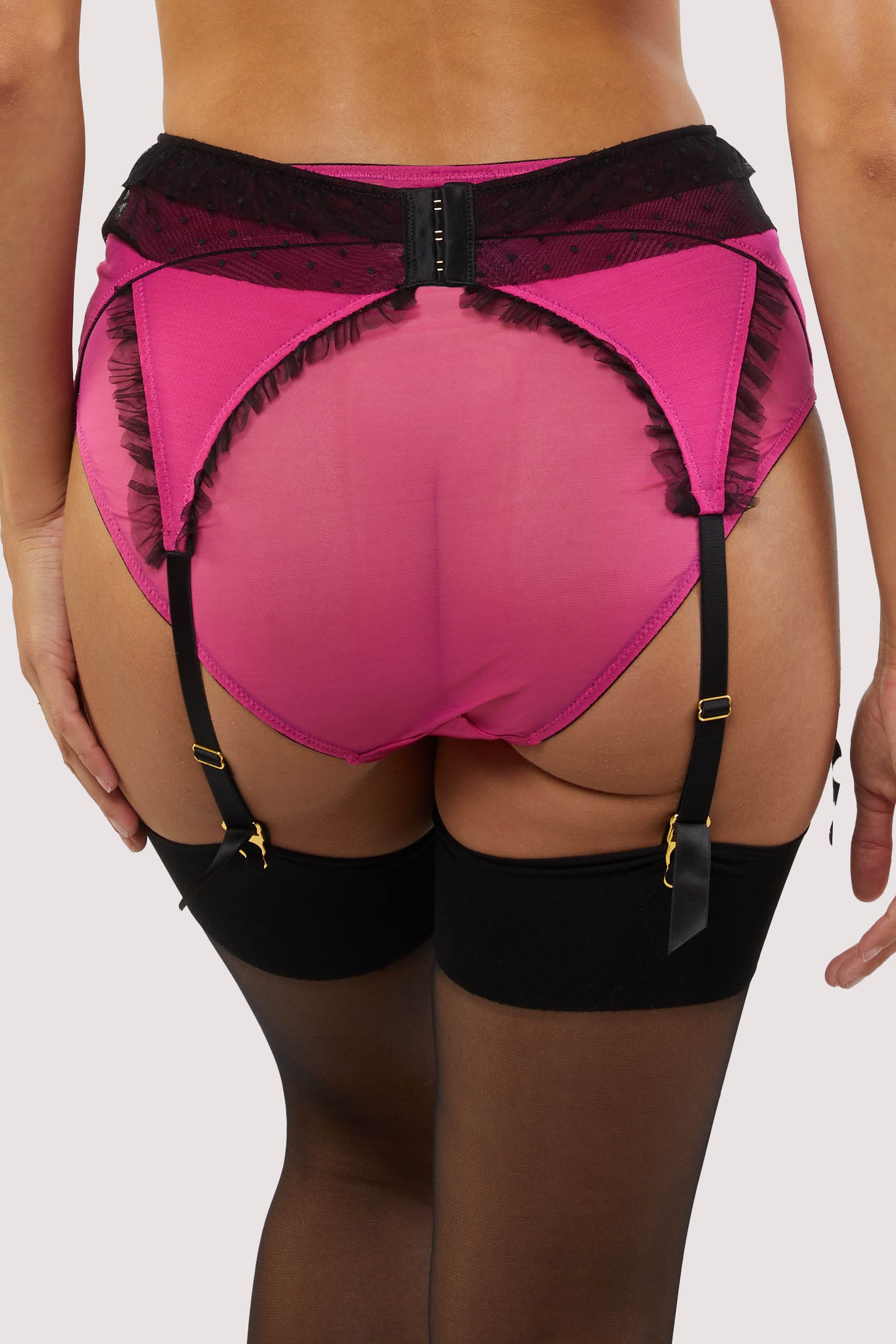 Inga Pink Ruffle Suspender Belt