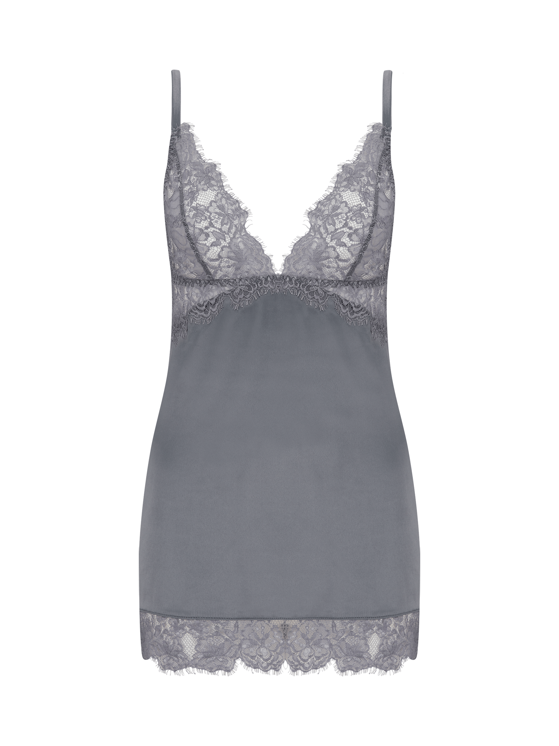 Isabella Grey Lace Slip Dress