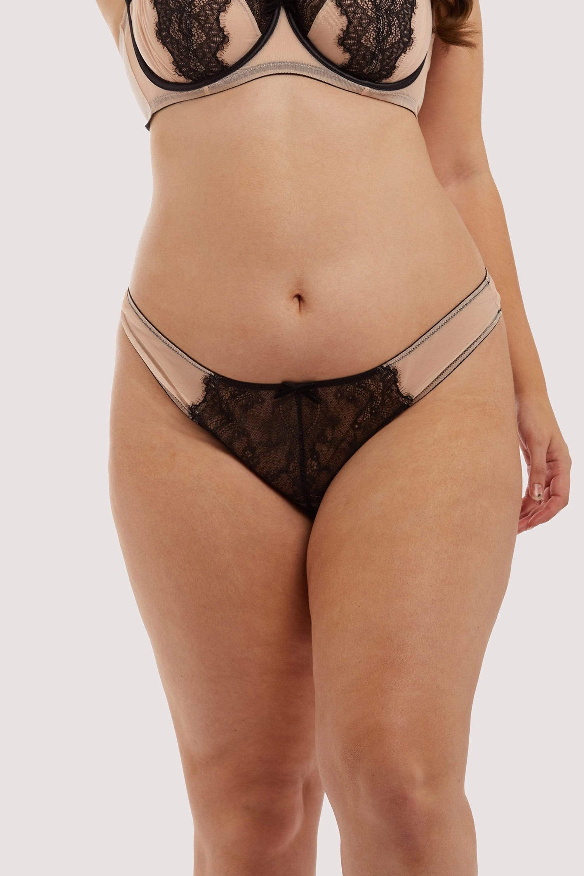 Rosalyn black and Blush Lace Thong