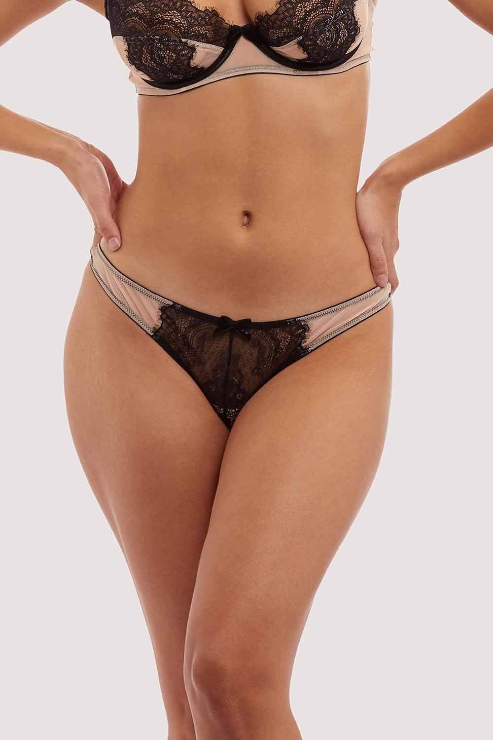 Rosalyn black and Blush Lace Thong