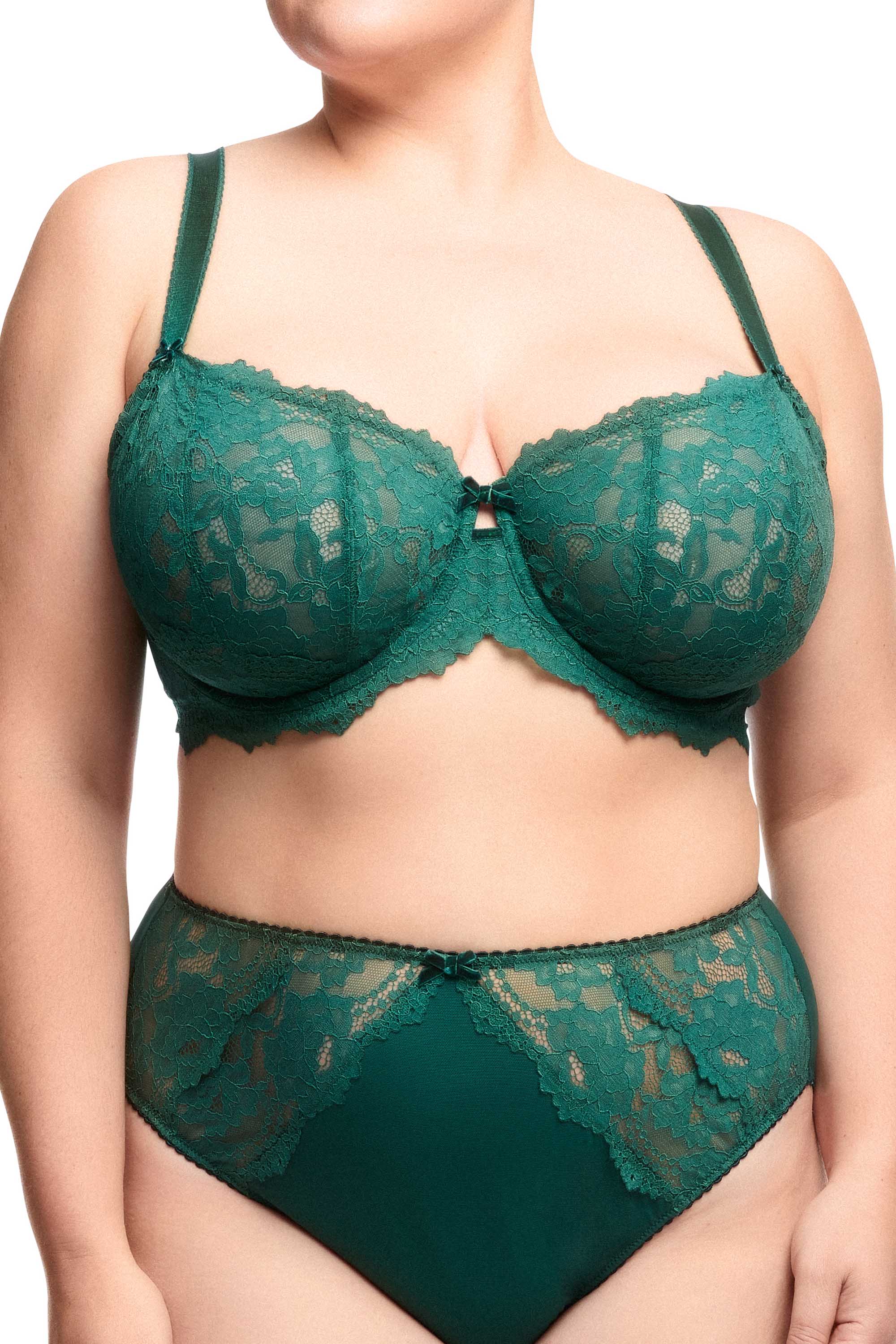 Cora Green Lace Underwire Balconette Curve Bra