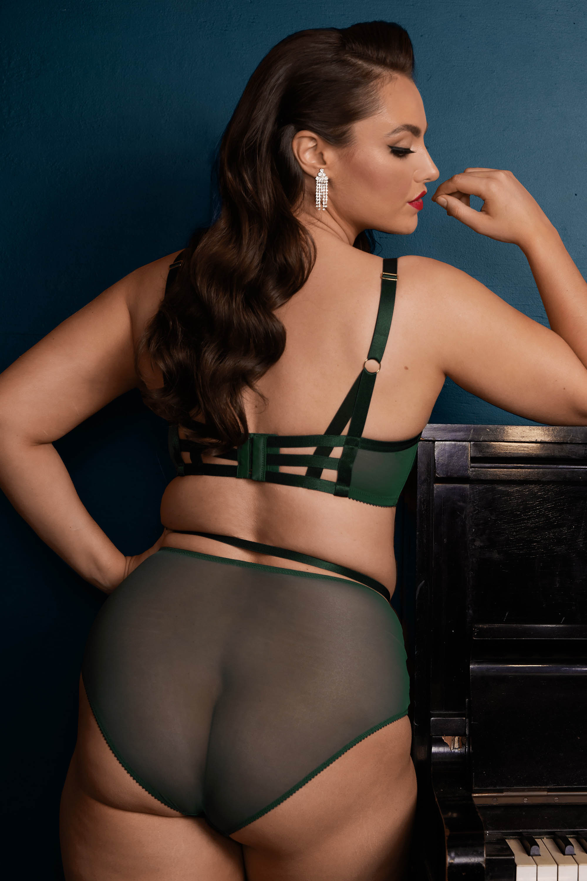 Madame X High Waist Bottle Green Curve Brief