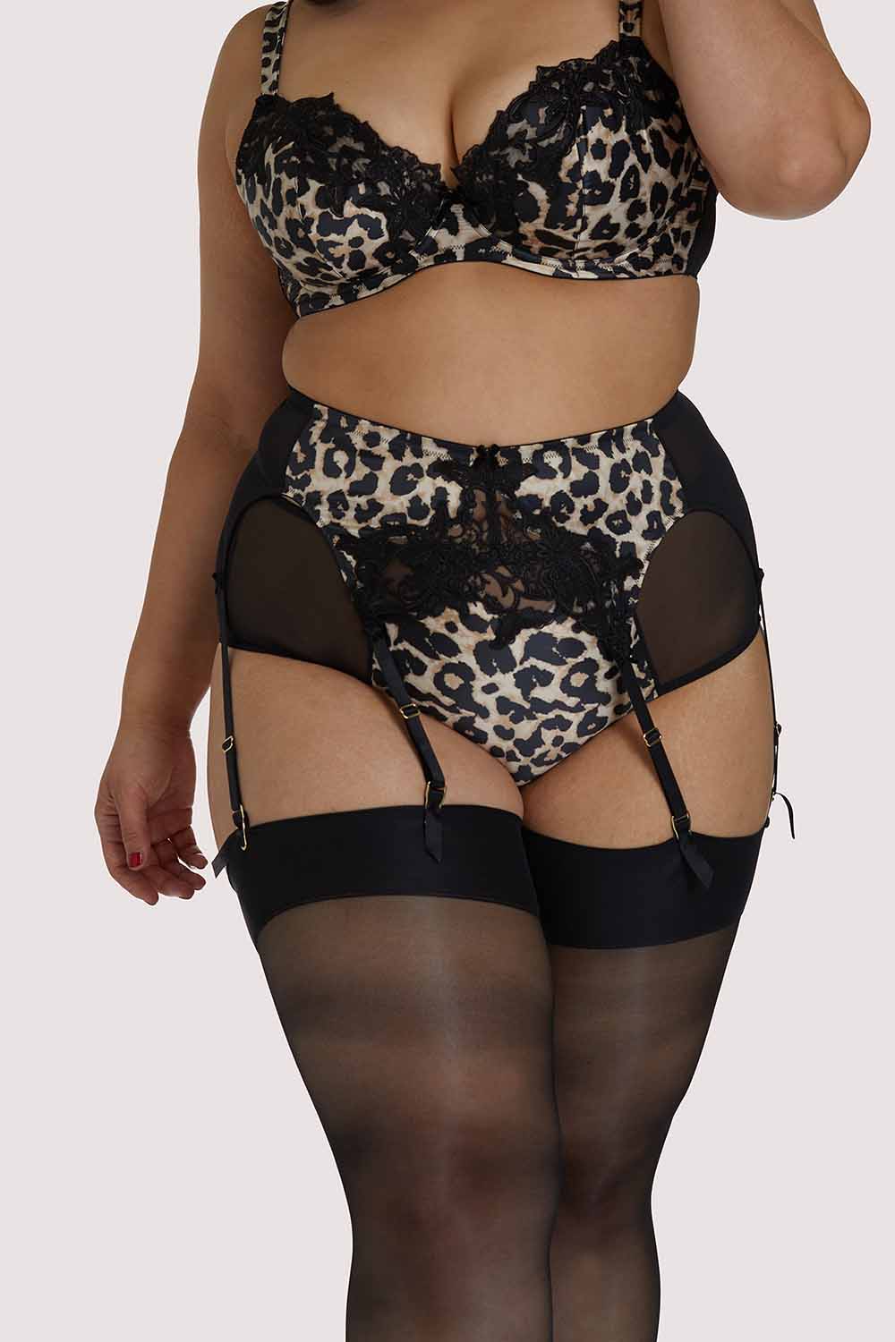 Millicent Leopard Curve Suspender Belt