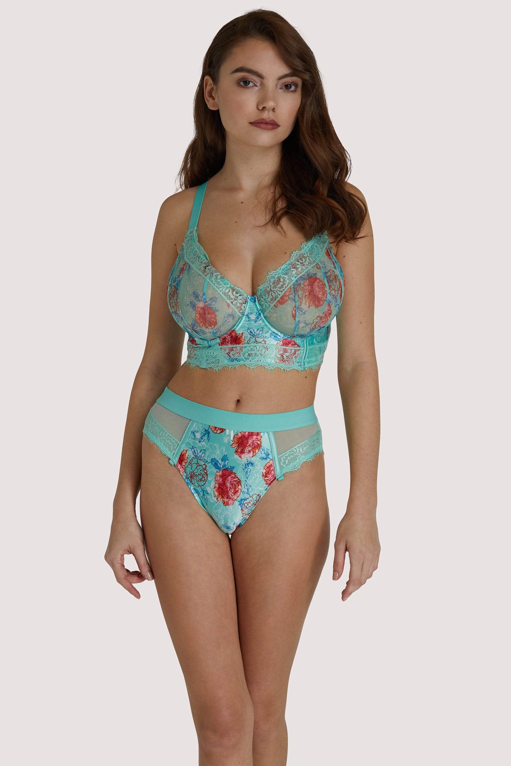 Sabey Mint Floral Longline Fuller Bust Bra