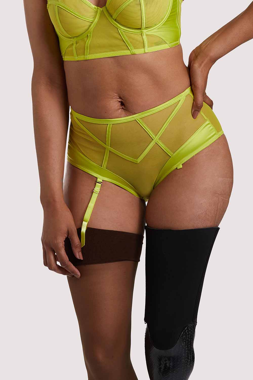 Nahli Highwaist Lime Suspender Brief