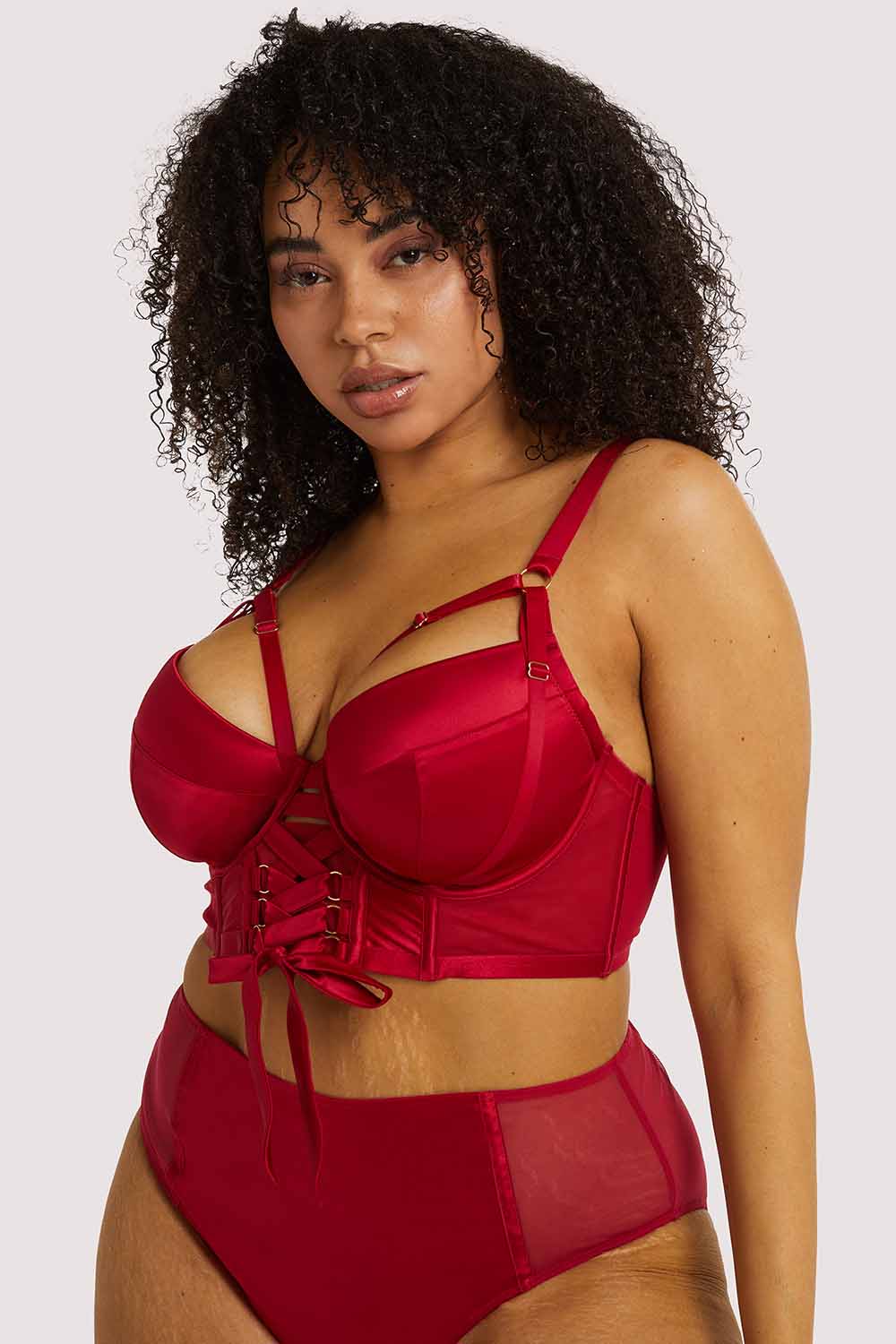 Aysha Red Lace Up Balcony Bra