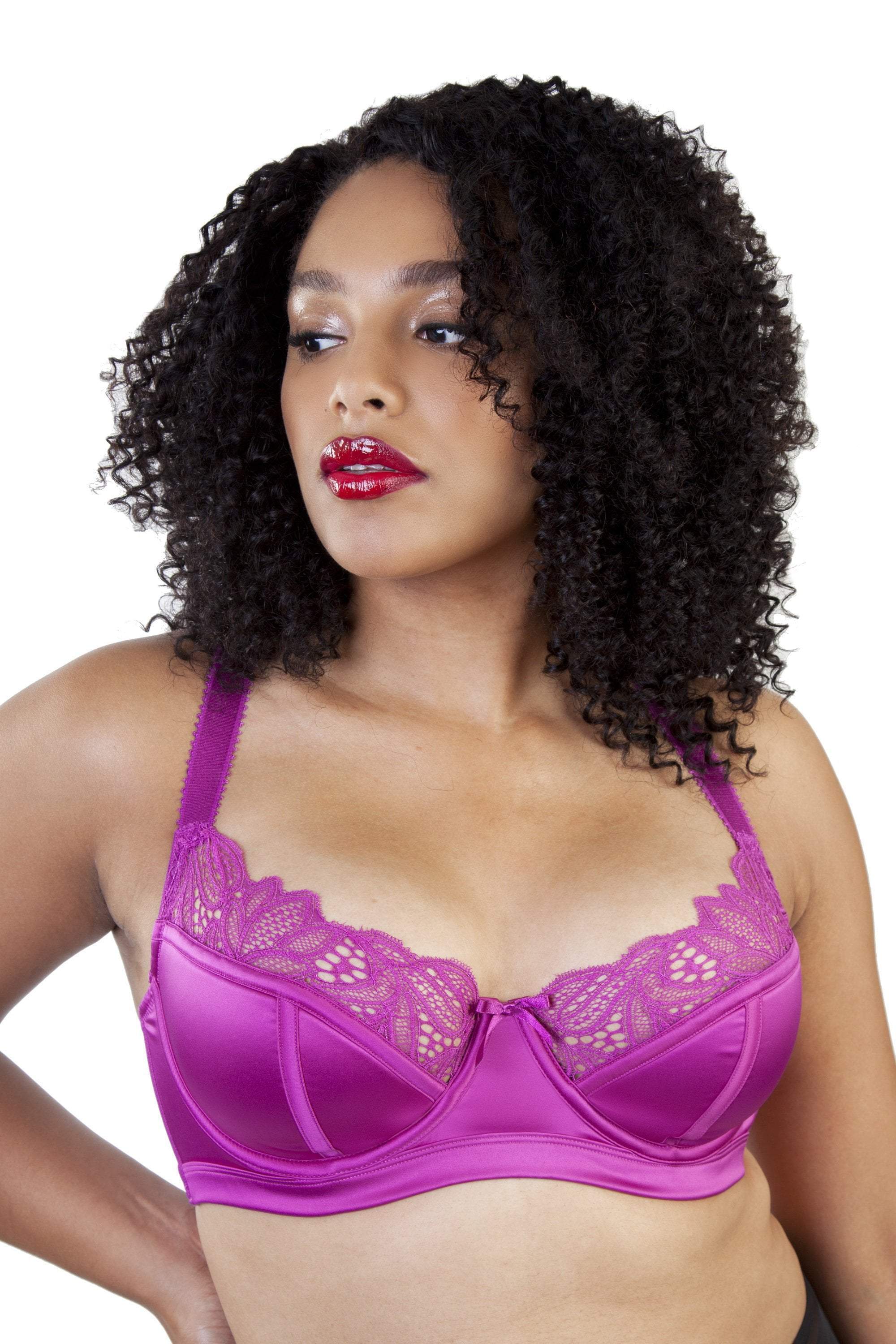 Carmen Pink Lace & Satin Longline Bra