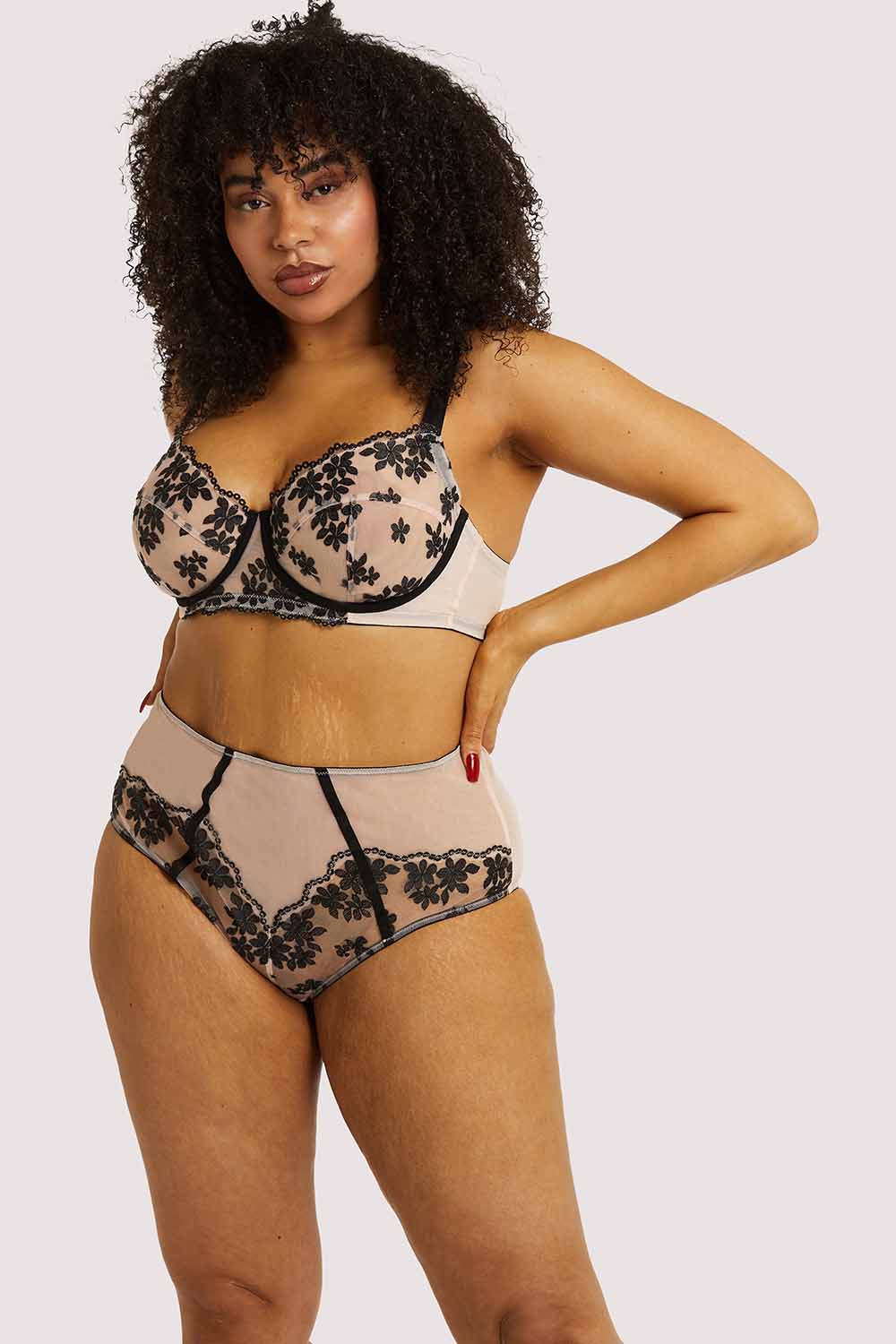 Evie Black & Peach Balcony Bra