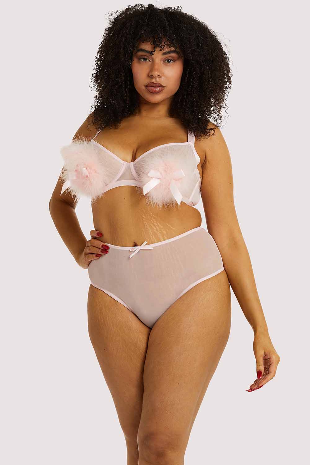 Marina Pink High Waisted Mesh Brief