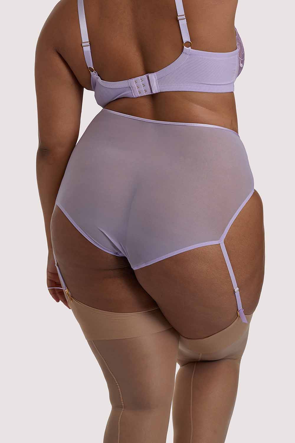 Mila Lilac Lace High Waisted Suspender Brief