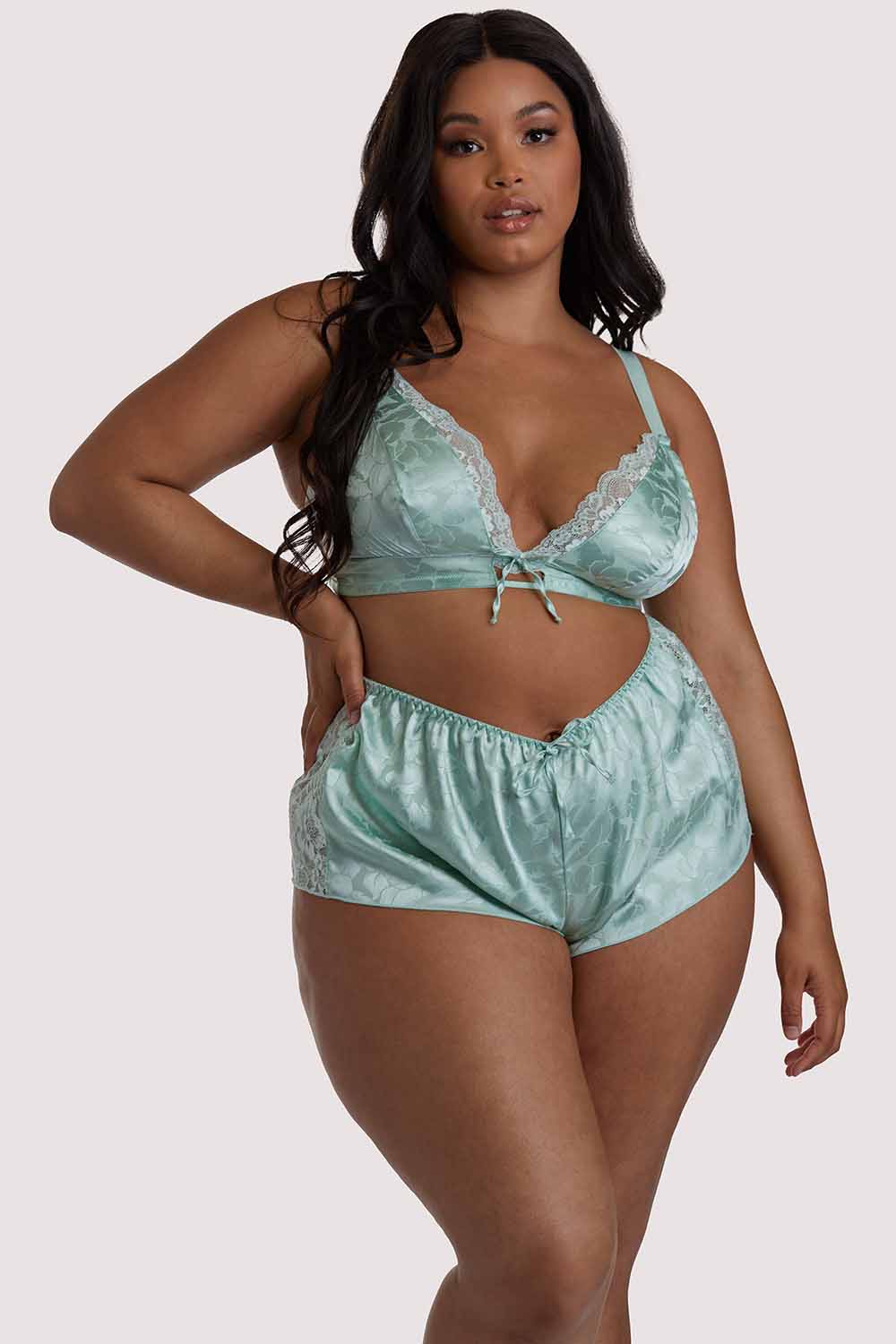 Annabelle Jaquard Mint Triangle Bra & Shorts