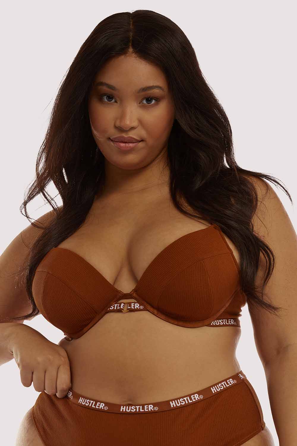 Branded Ribbed Chocolate Bra