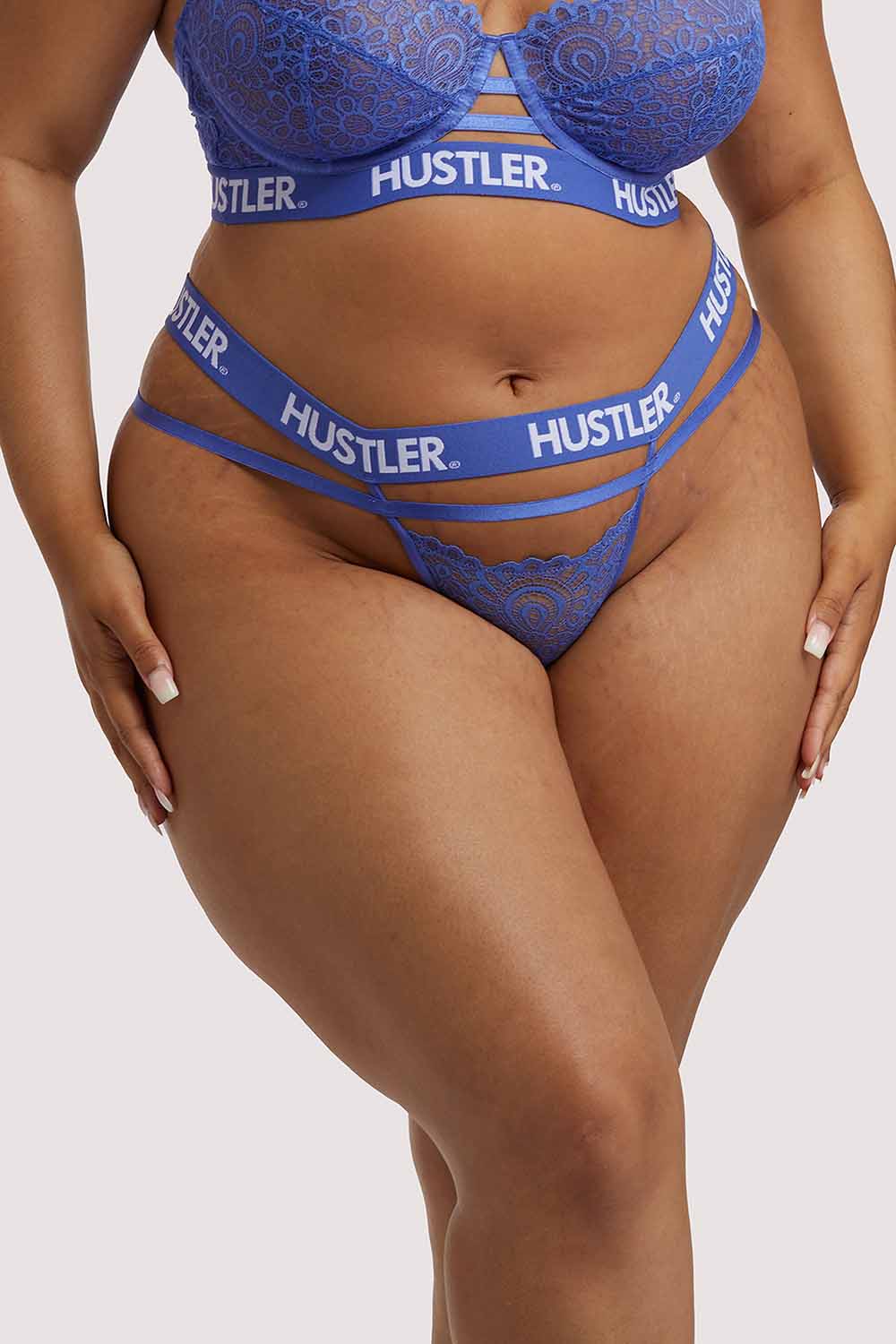 Branded Lace Blue Thong