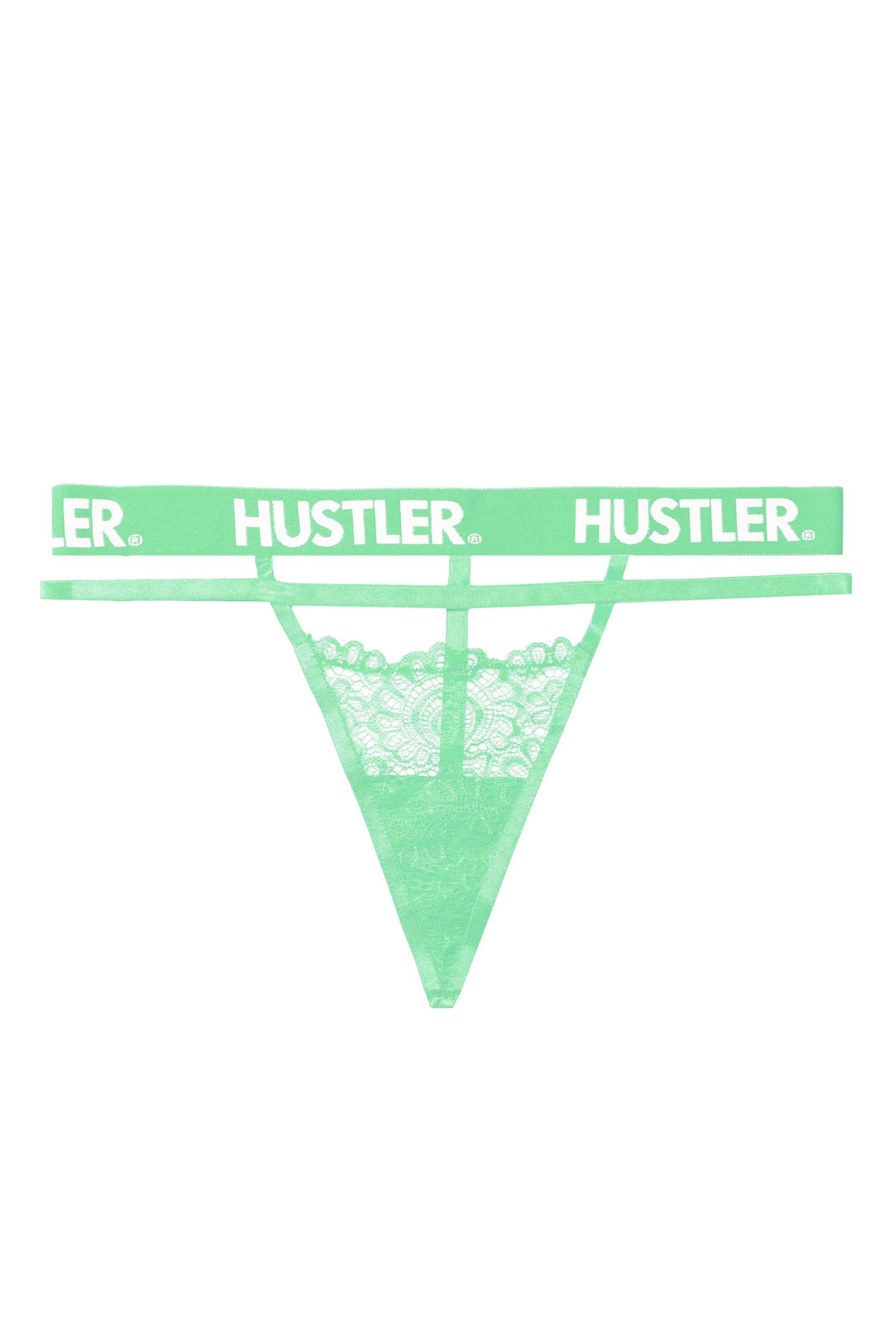 Branded Mint Curve Lace Thong