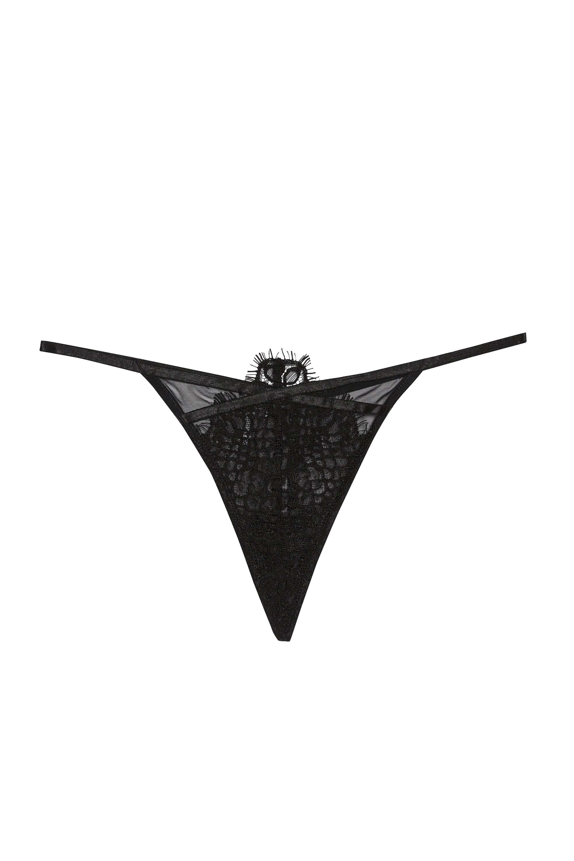 Reena Black Lace And Mesh Thong