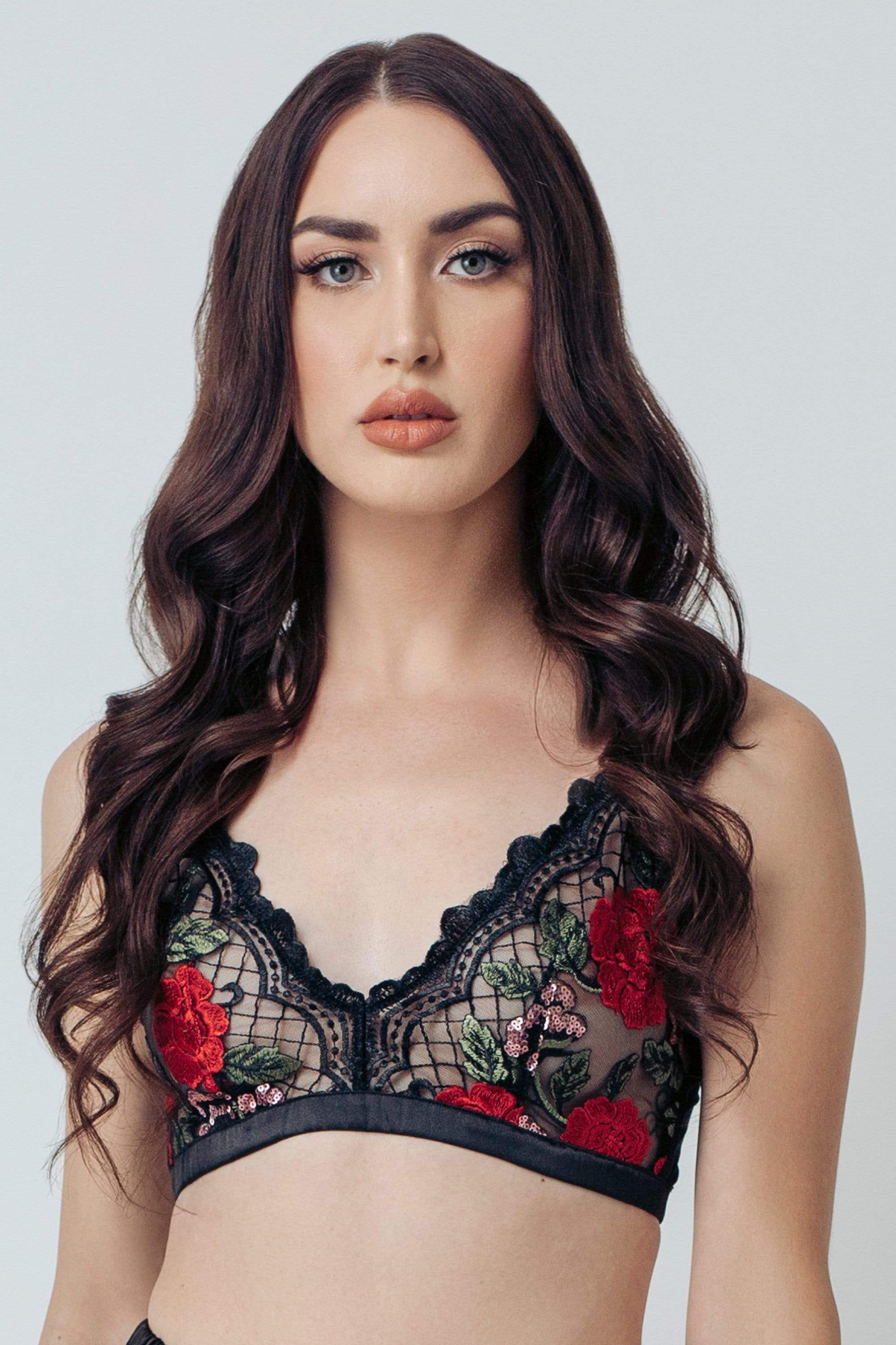 Kilo Brava Black Wild Roses Bralette