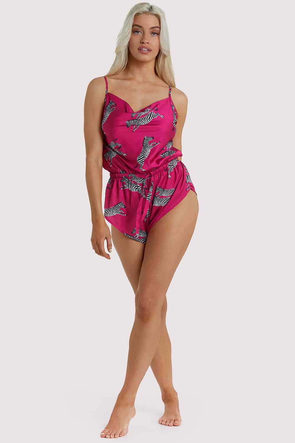 Hot Pink Zebra Playsuit