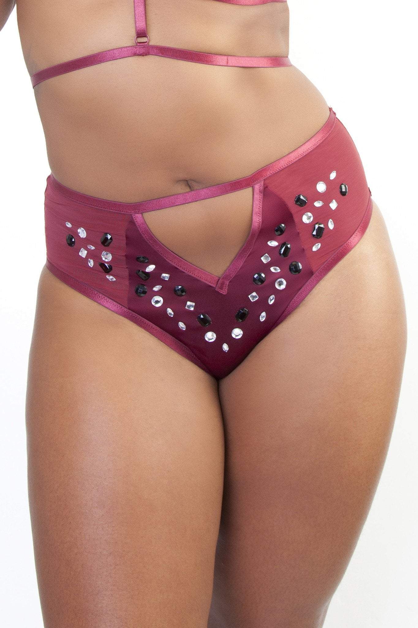 Peek & Beau - Betsy Wine Studded High Waist Brief