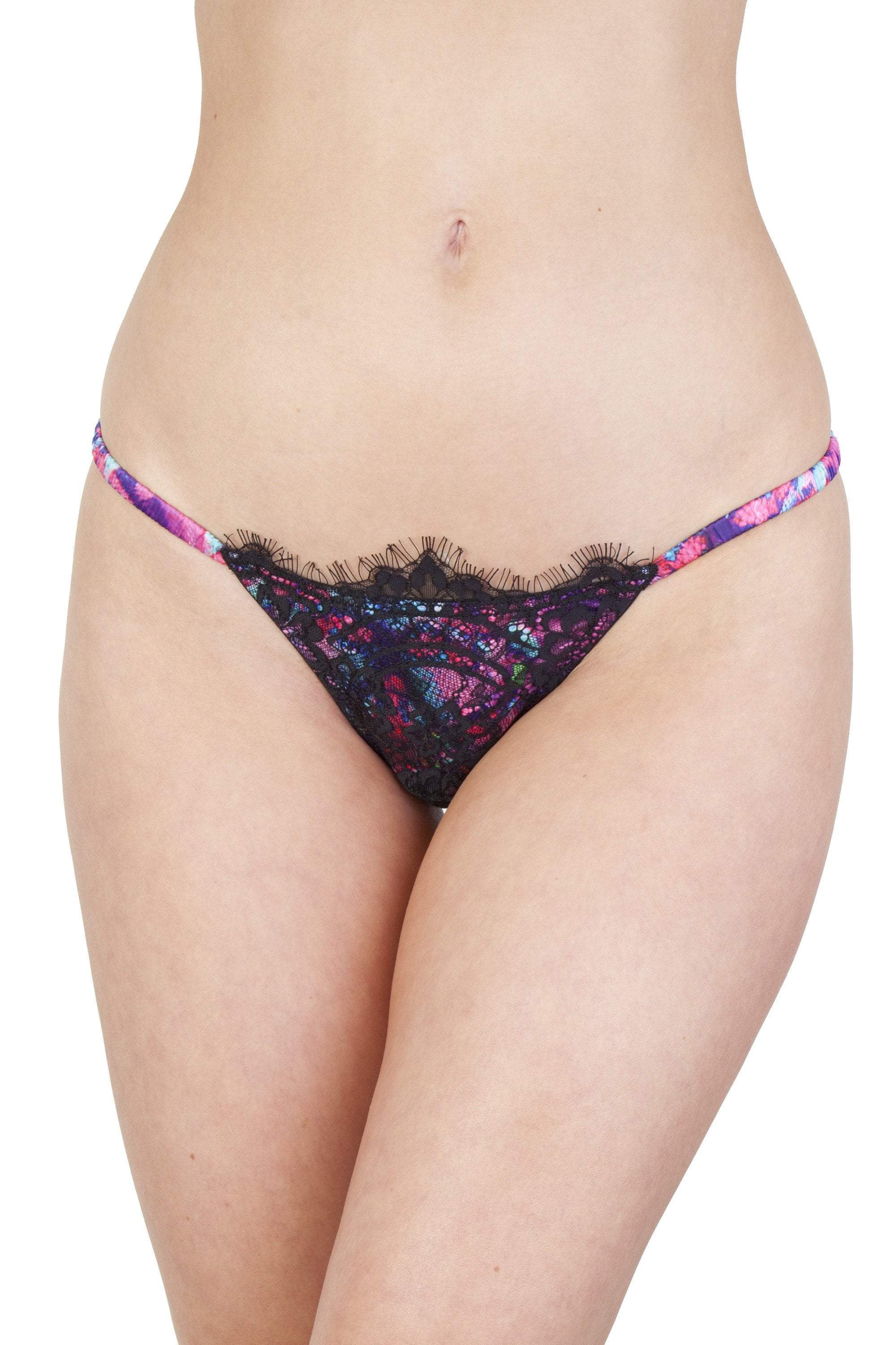 Peek & Beau Leonora Snake Print Satin and Lace Brief