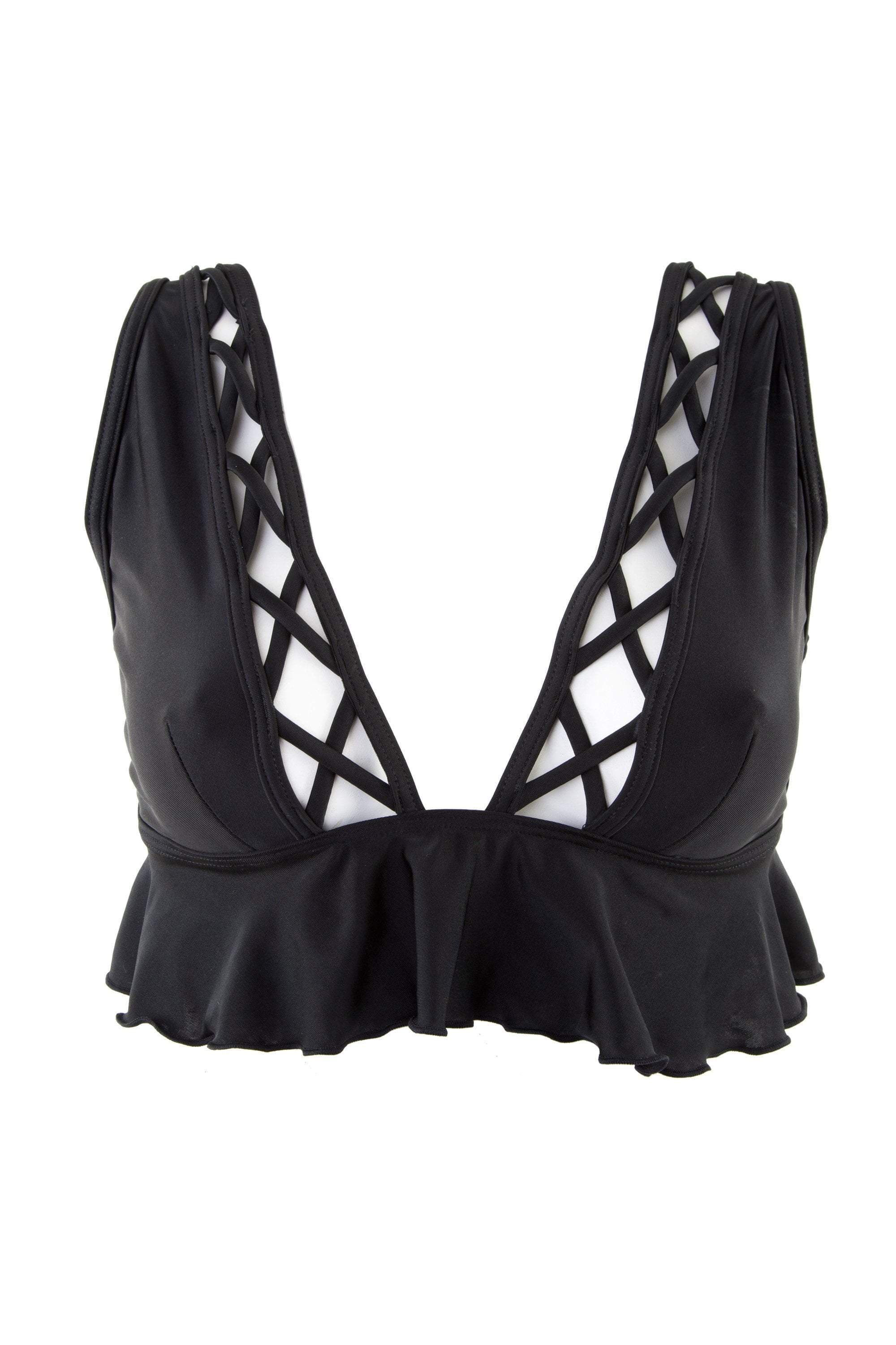 Peek & Beau Black Lattice Bikini Top