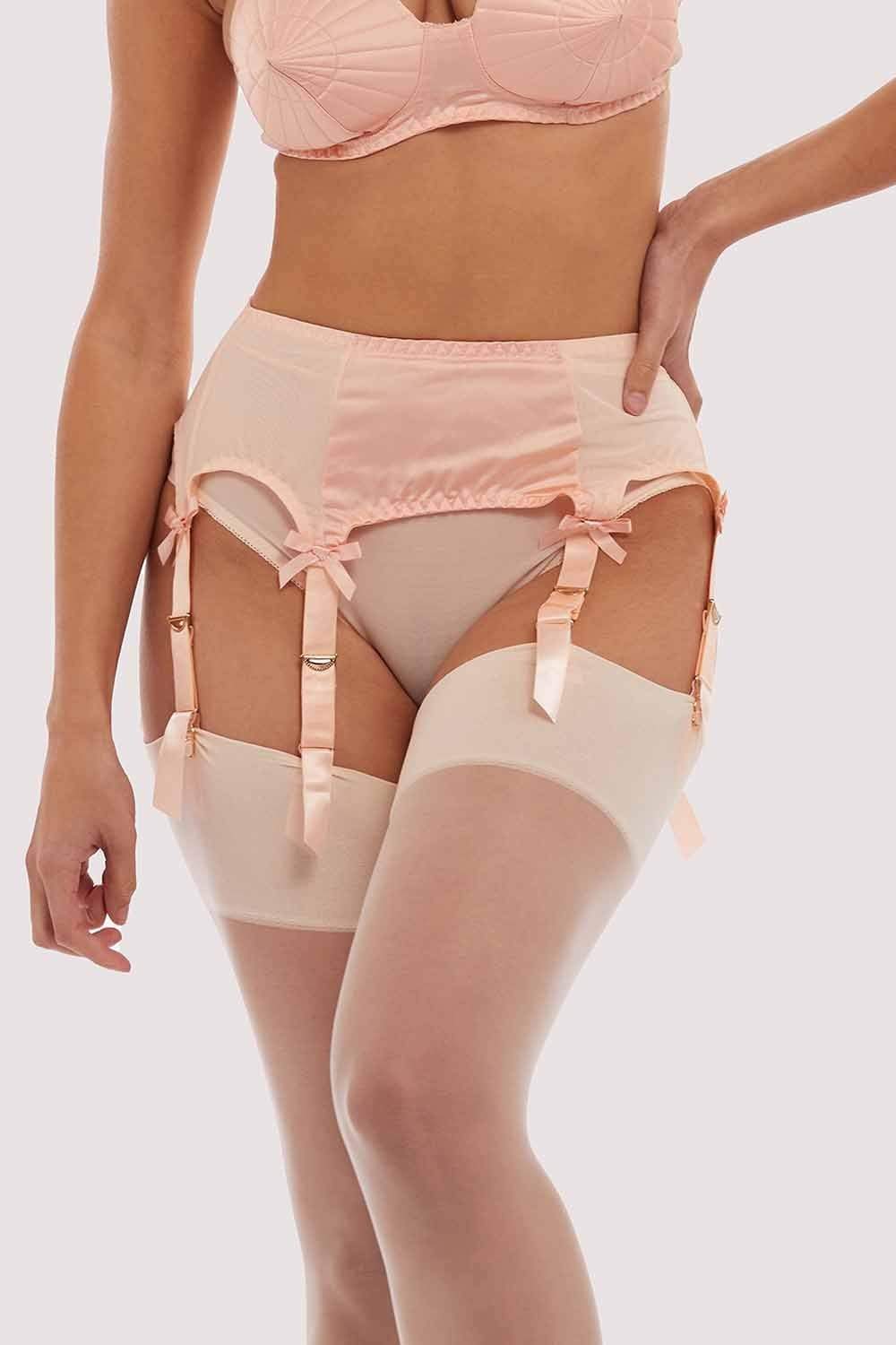 Peach Classic Suspender Belt