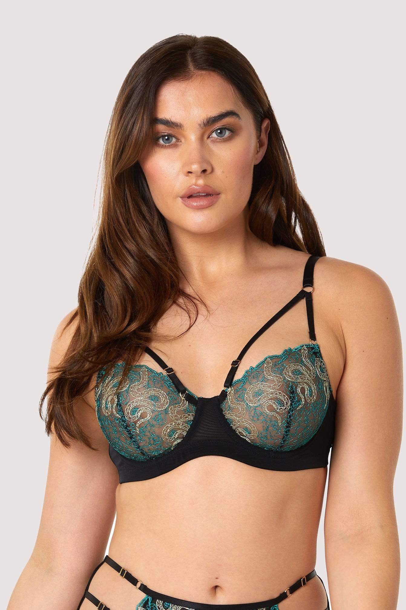 Dakota Green & Gold Snake Bra