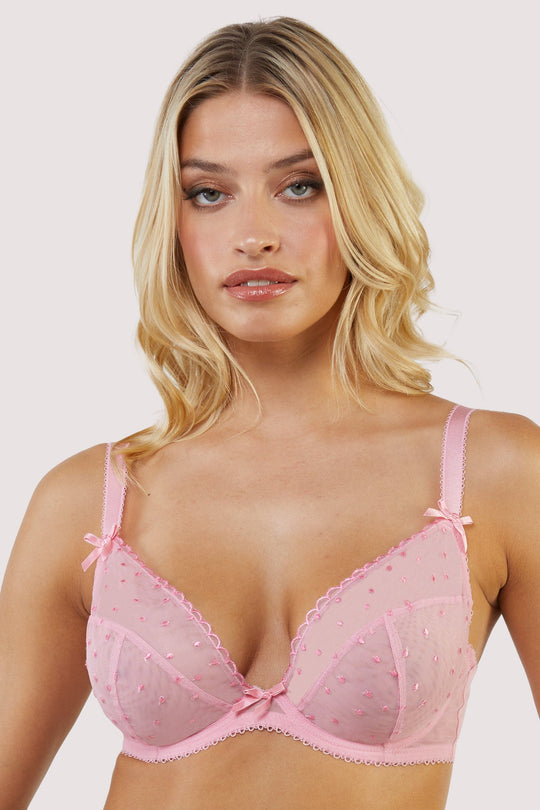 NEXT GEORGIE BRA 30DD Nude Beige Pink Sheer Lace Trimmed £9.99