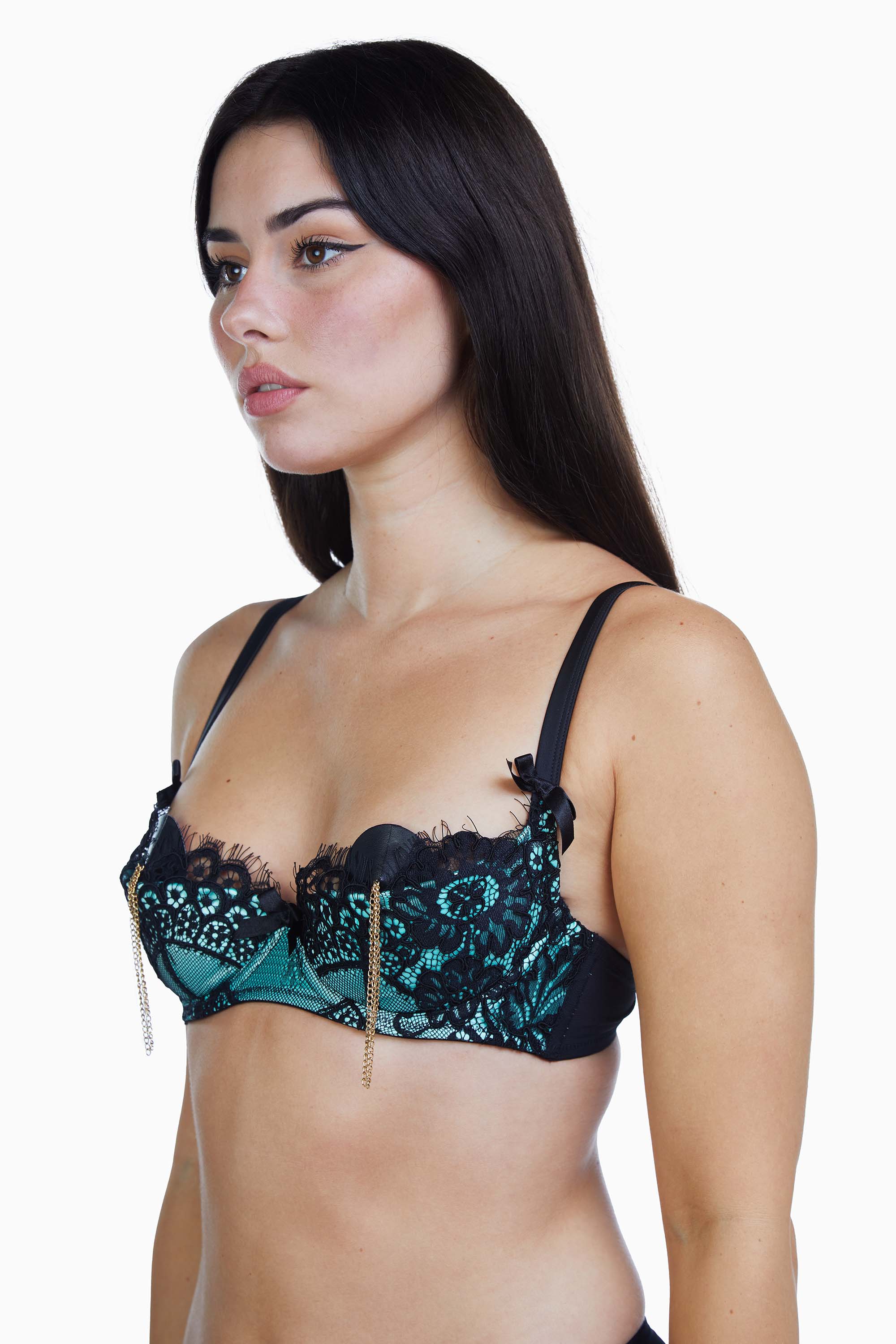 Jaquelina Mint Contrast Quarter Cup Bra