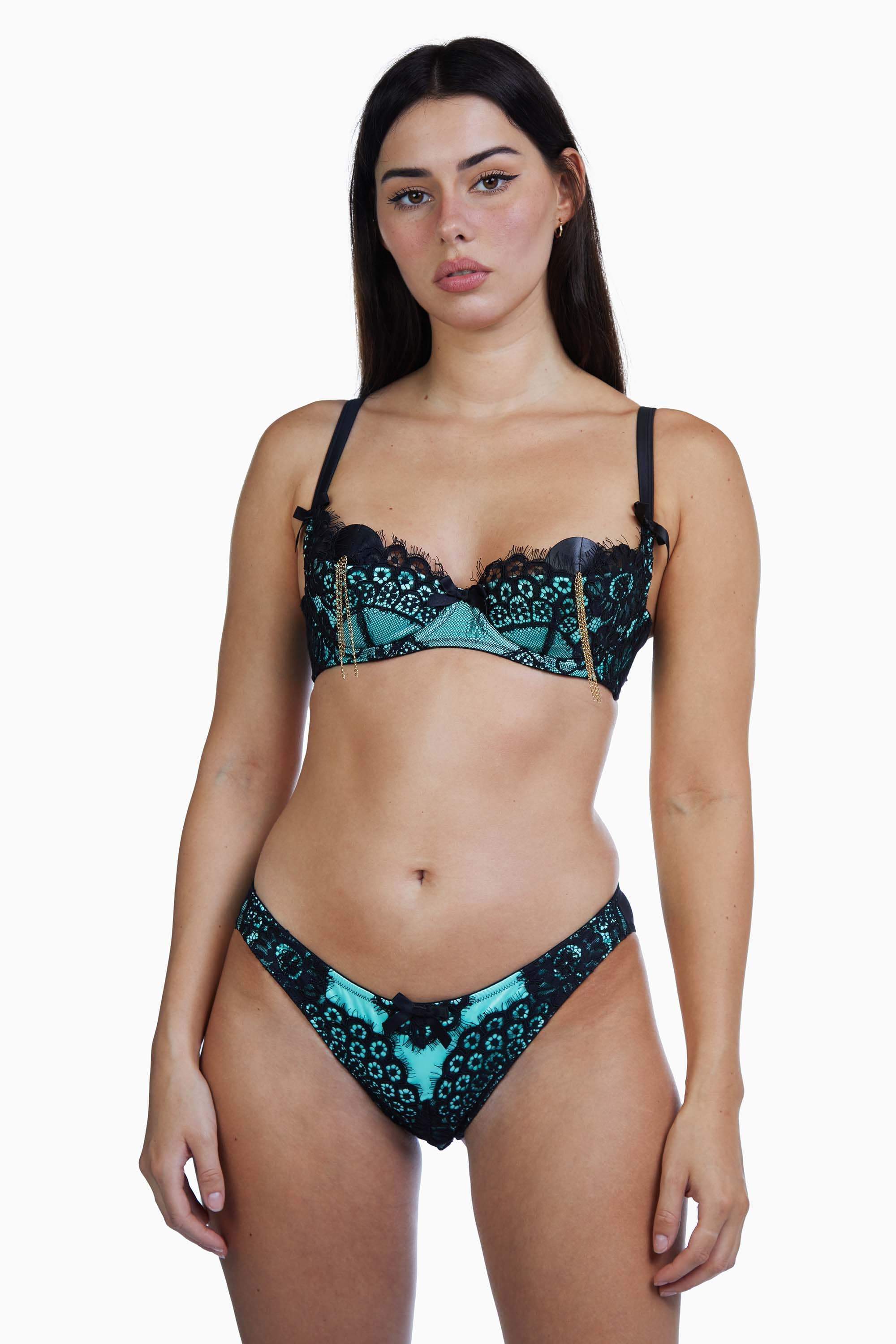 Jaquelina Mint Contrast Quarter Cup Bra