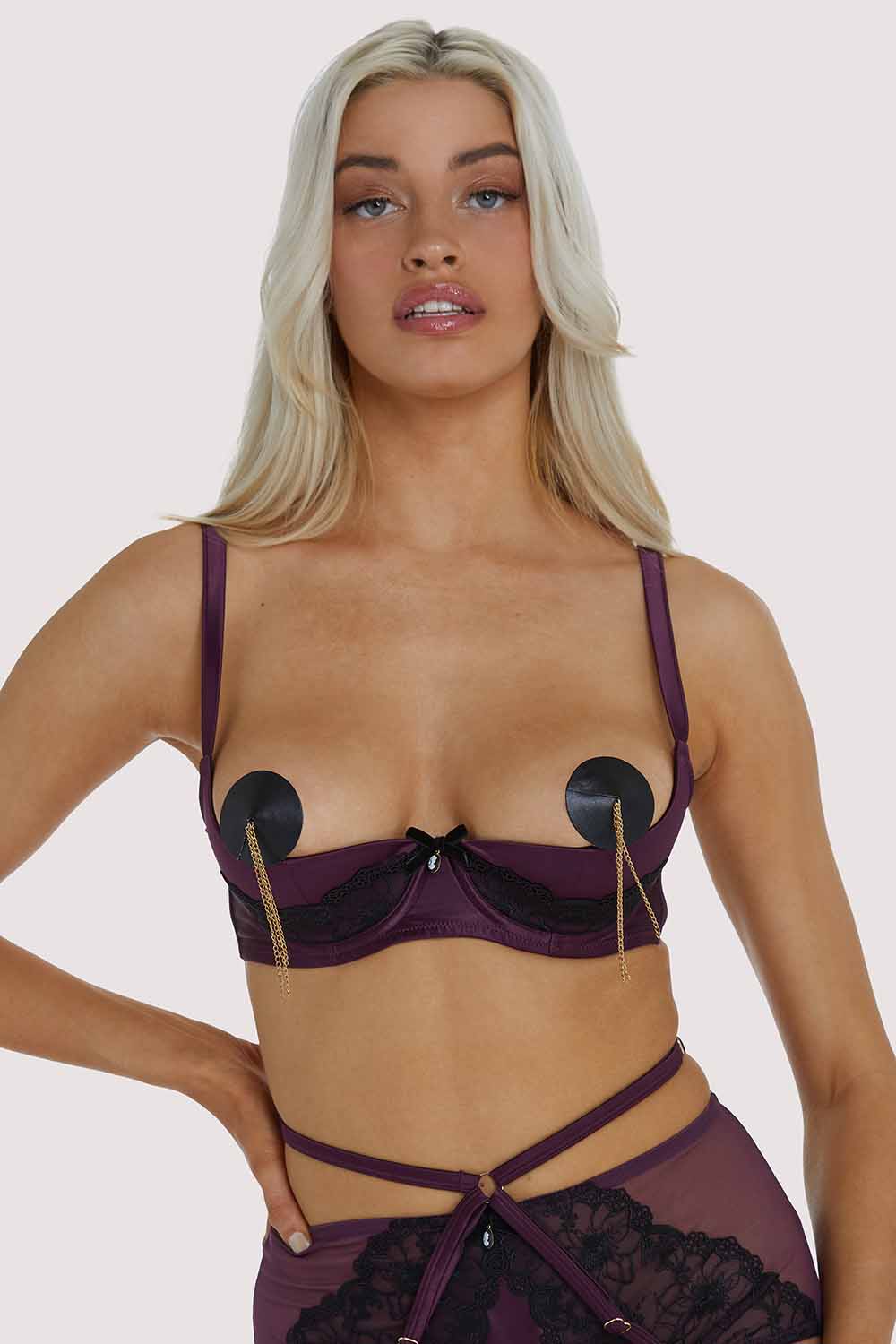 Muriel Purple Lace Quarter Cup Bra