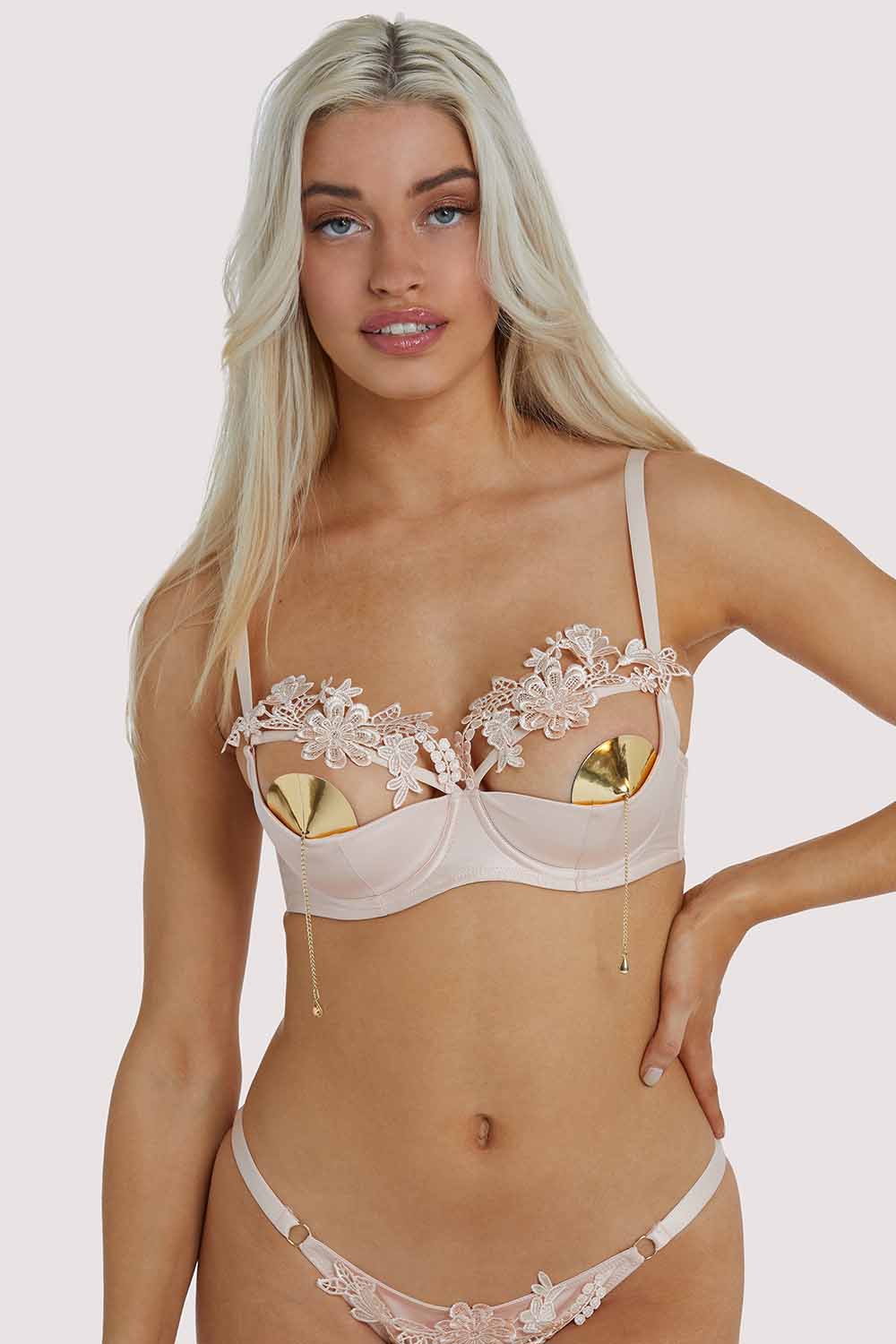 Virginia Peach Guipure Quarter Cup Bra