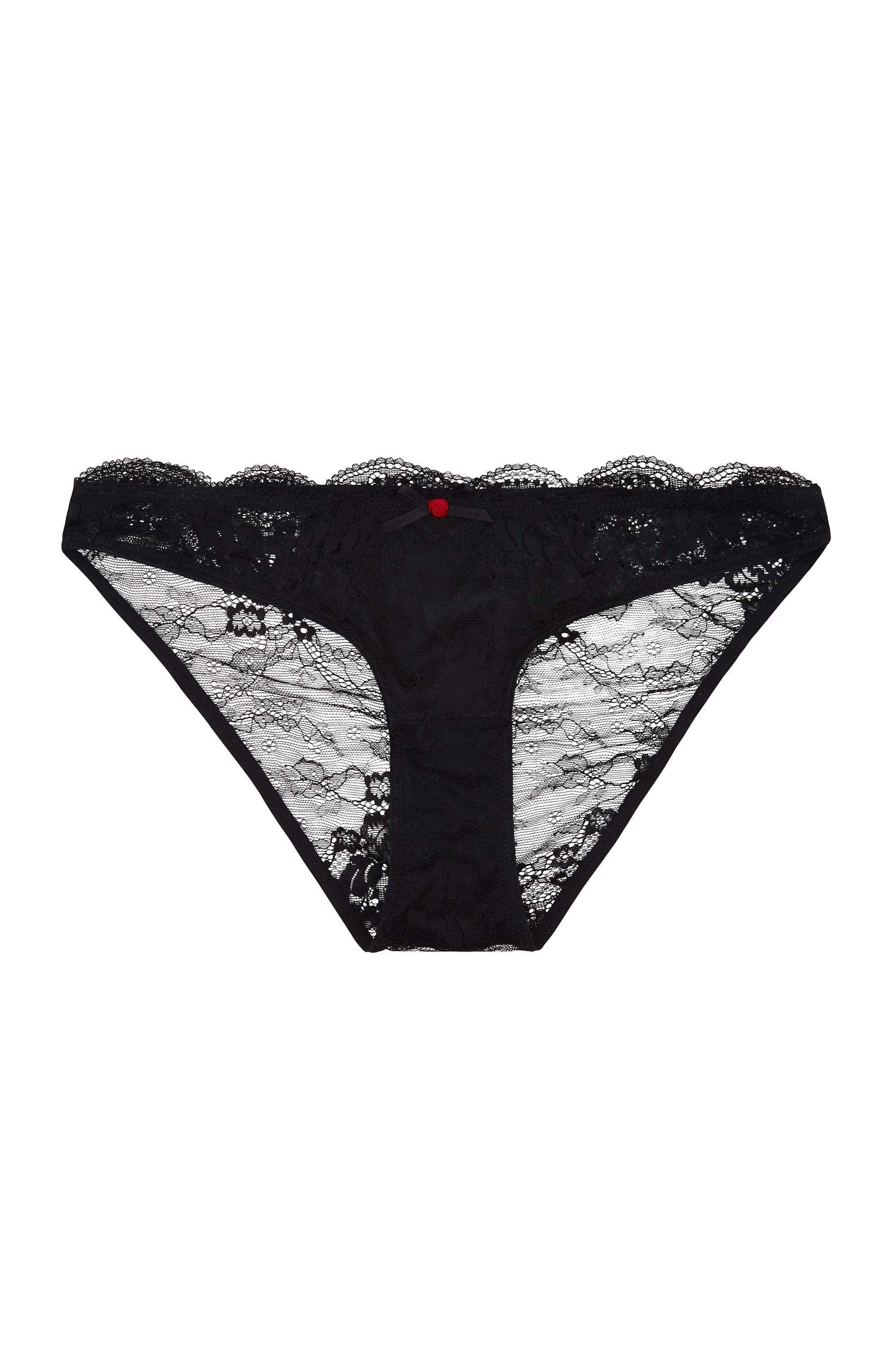 Fion Black Satin and Lace Brief