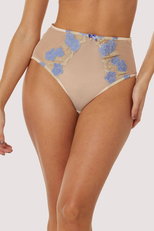 Ayaka Blue Wave Embroidery Tanga Brief